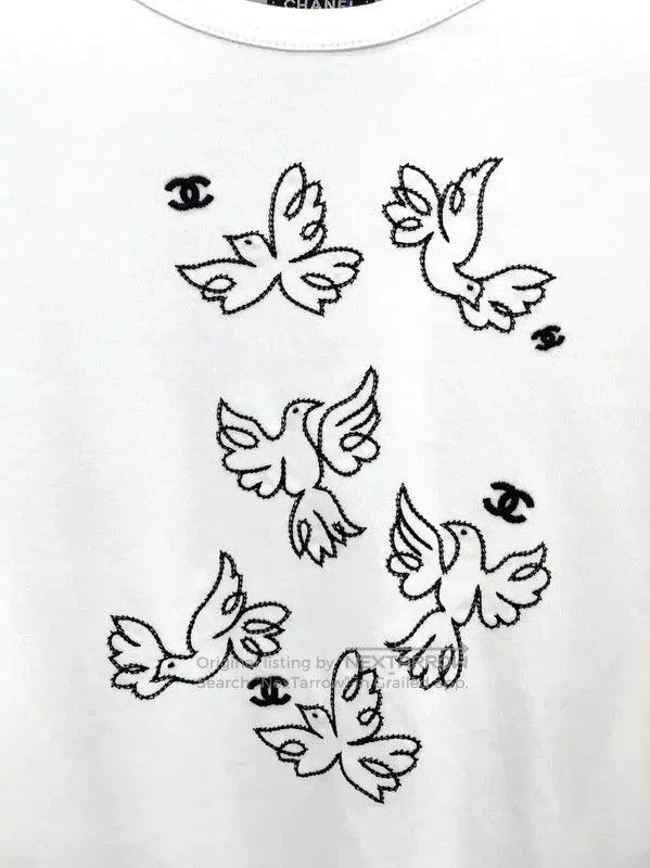 Chanel Chanel White Cotton Embroidered Short Sleeve Top . Size L / US 10 / IT 46 - 4 Thumbnail