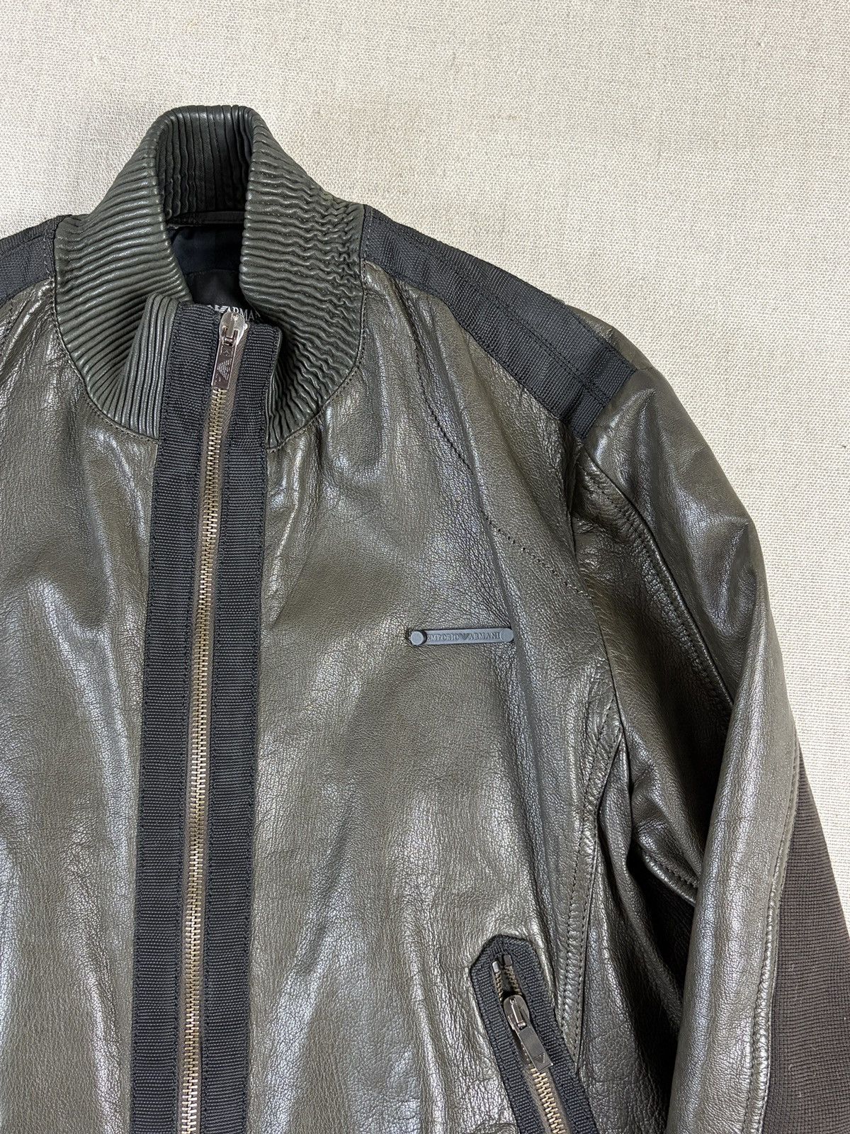 Emporio Armani Emporio Armani Moto Biker Jacket Vintage Archive Brown black Size M / US 6-8 / IT 42-44 - 3 Thumbnail