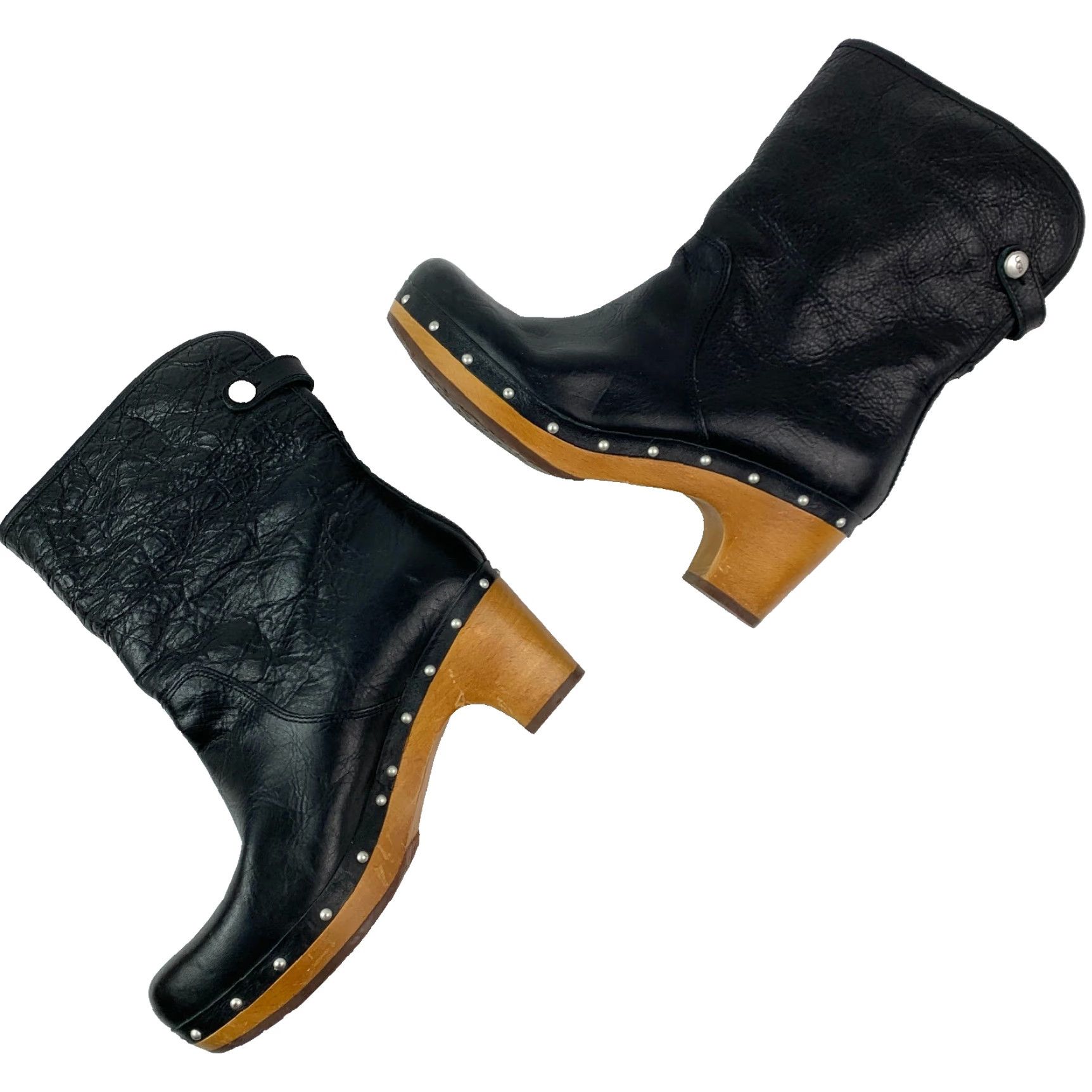 Ugg UGG Lynnae Black Studded Fold Over Clogs Boots Size 8 Women Leather Heel Block Studded Vintage No Size US 8 / IT 38 - 7 Thumbnail