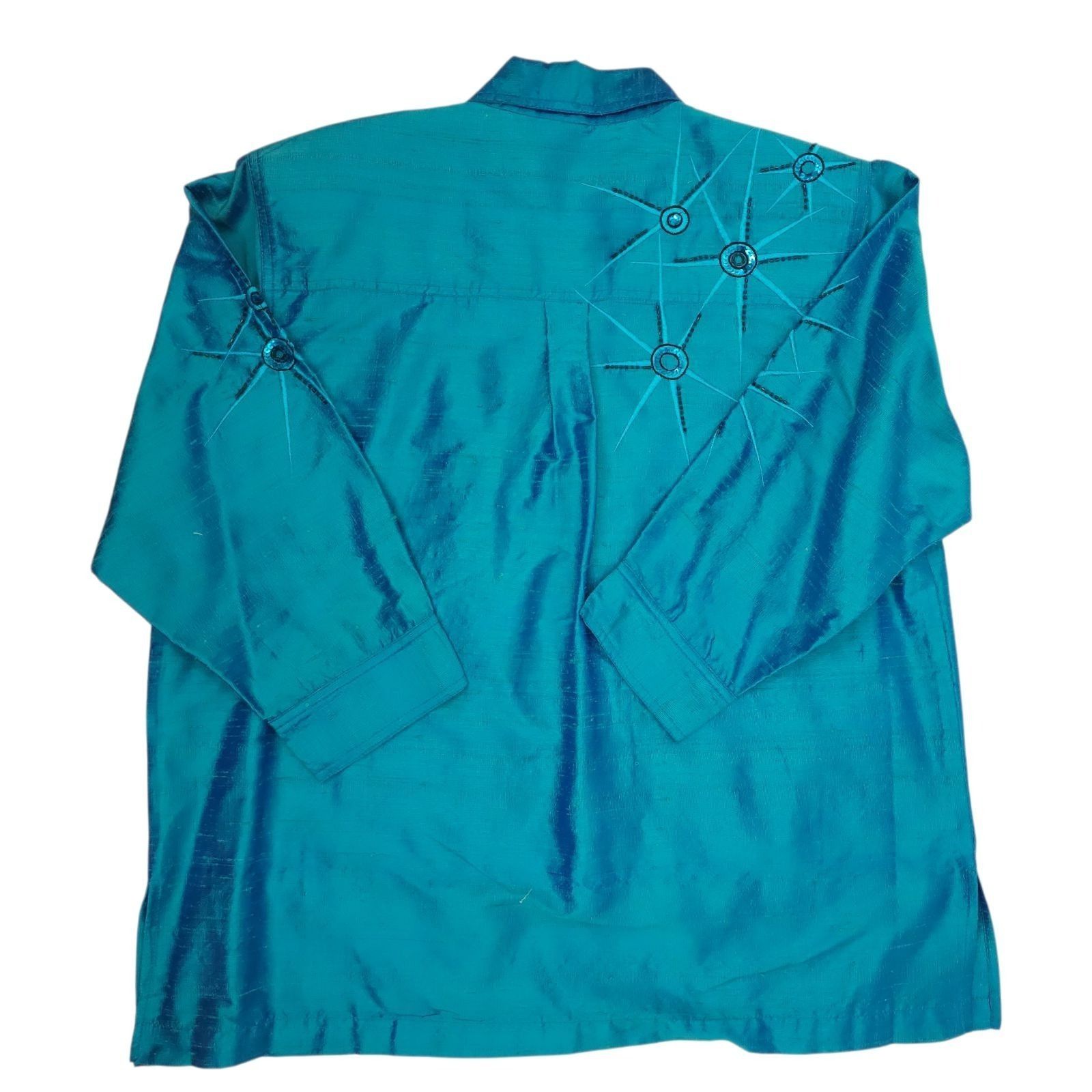 Other Bleu Bayou Silk Shirt L Starburst Sequin Cyber Y2K Whimsy Size L / US 10 / IT 46 - 9 Thumbnail