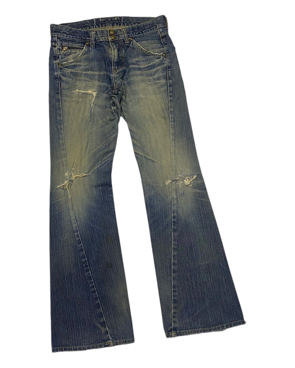 Lee × Tornado Mart 🔥LEE FLARE TWISTED DISTRESSED DENIM JEANS BOOTCUT FLARED Size US 31 - 2 Thumbnail
