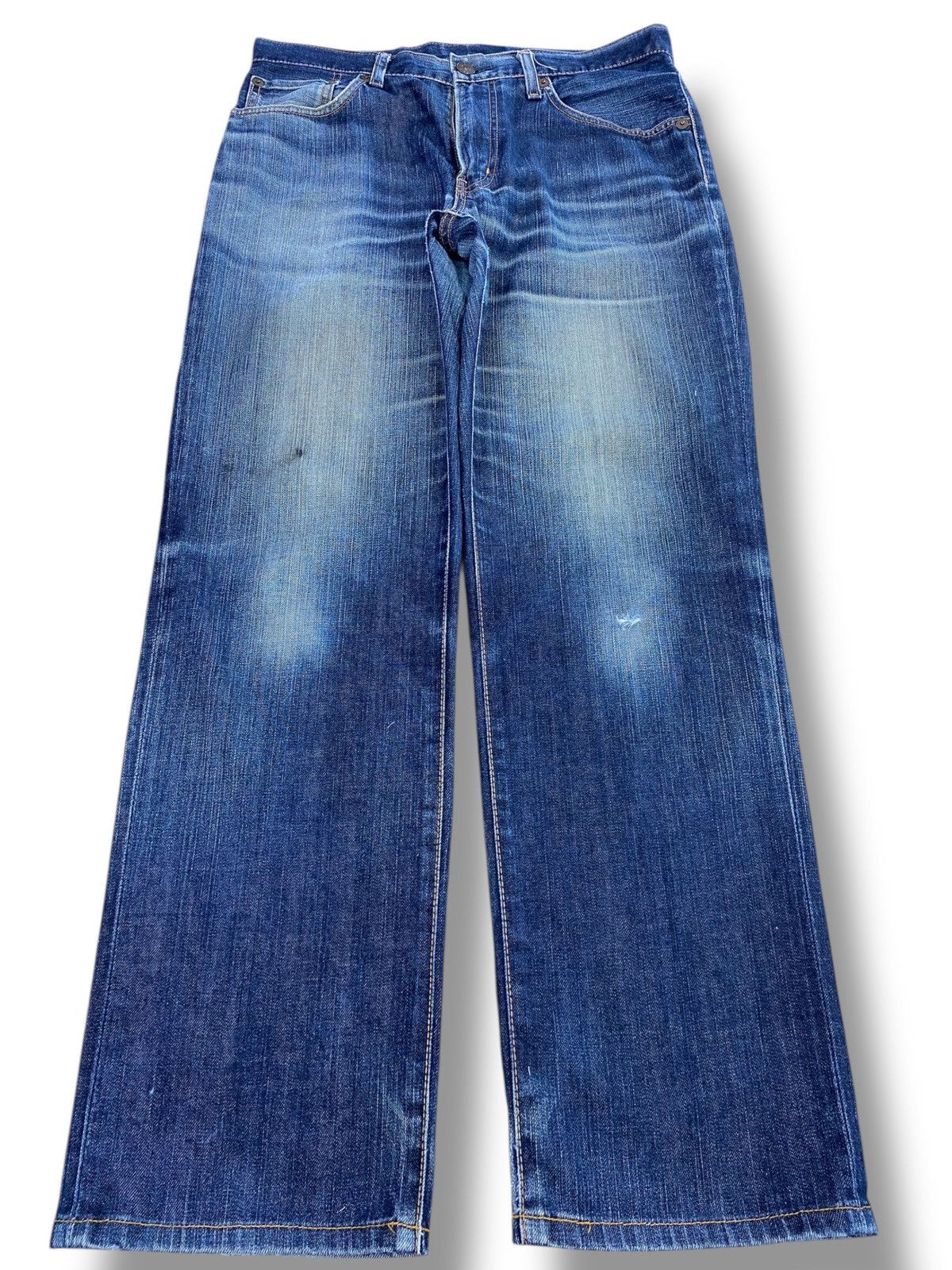 Edwin Edwin Blue Wash Whiskered Style Straight Leg Jeans Size US 34 / EU 50 - 1 Thumbnail