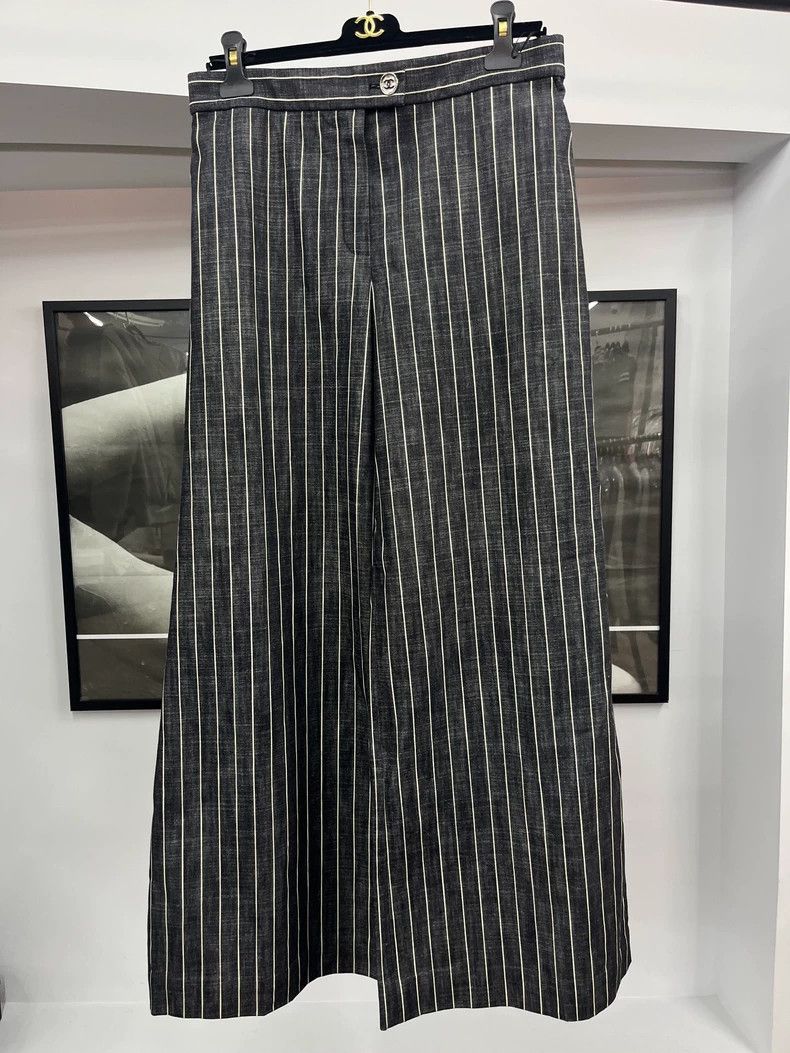 Chanel Chanel 23A striped wide-leg trousers Size 26" / US 2 / IT 38 - 1 Thumbnail