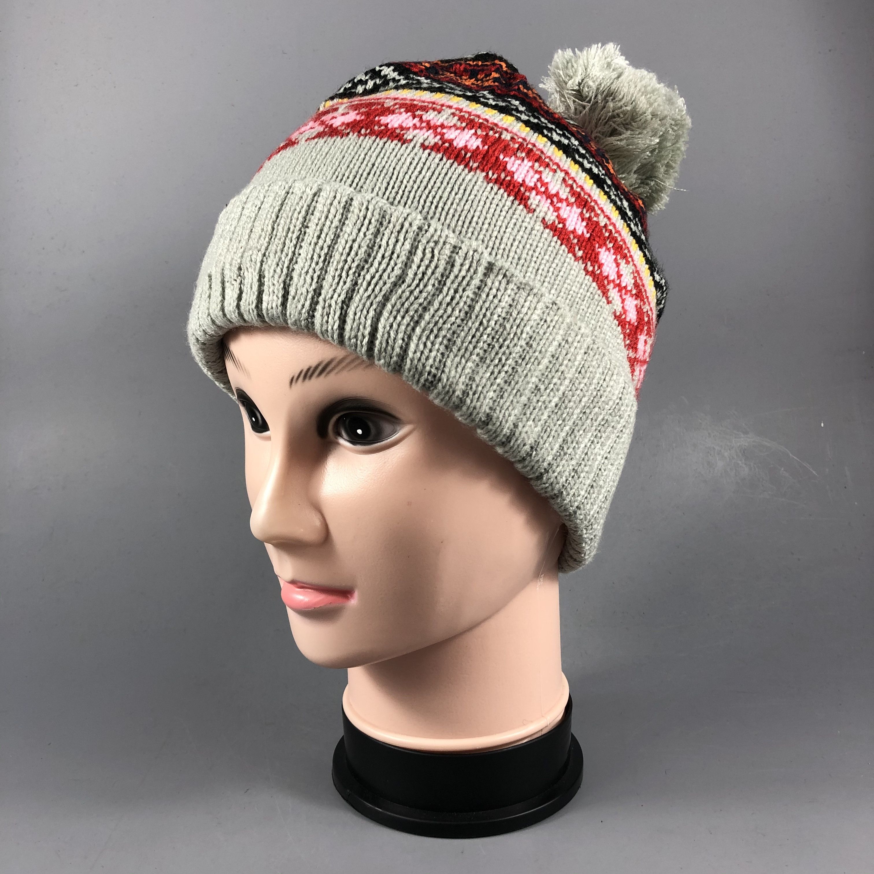 Japanese Brand Fair Isle Multicolor Beanie Size ONE SIZE - 2 Thumbnail