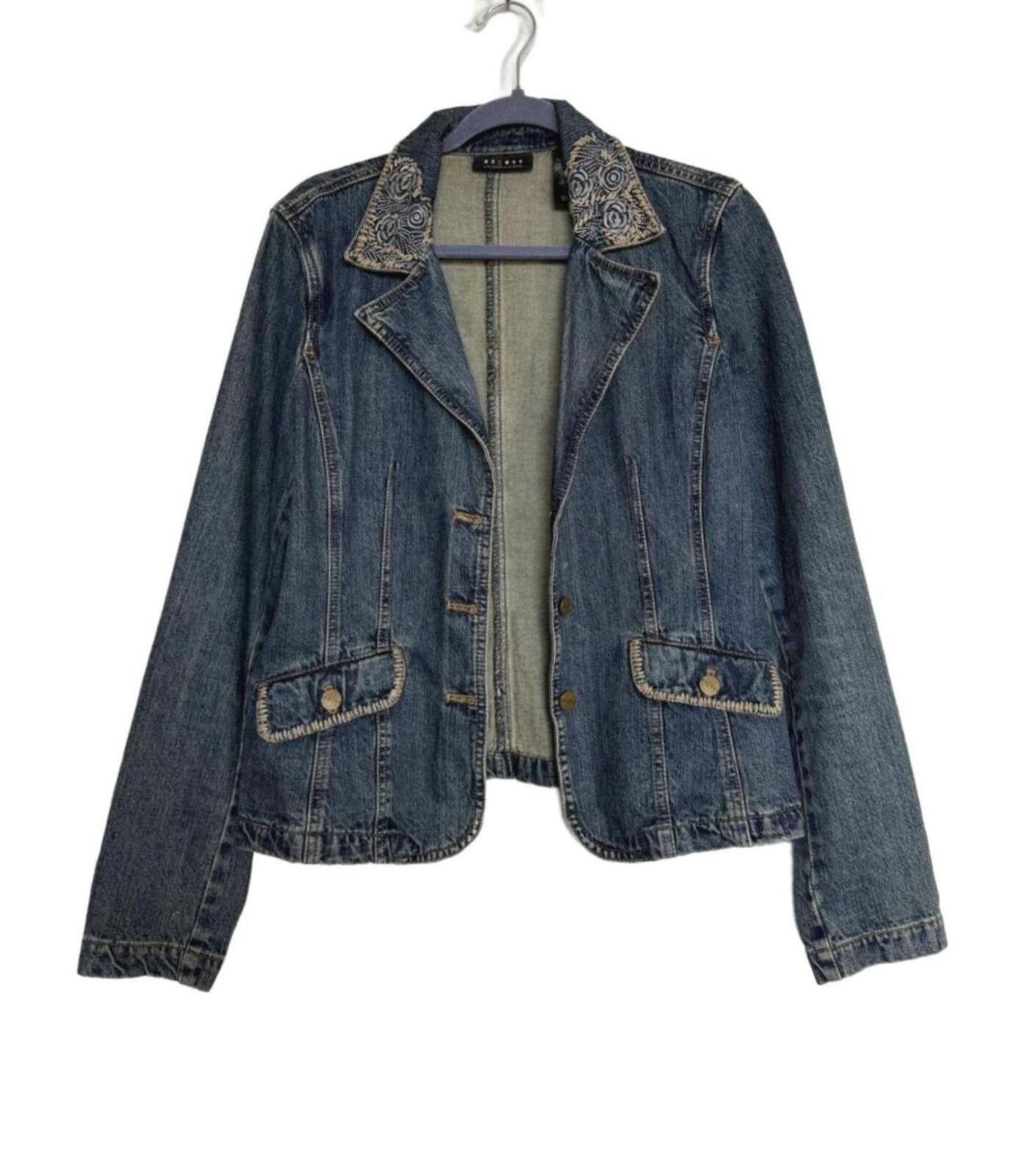 Other Vintage Y2K Denim Jacket with Embroidered Collar Size XL / US 12-14 / IT 48-50 - 1 Thumbnail