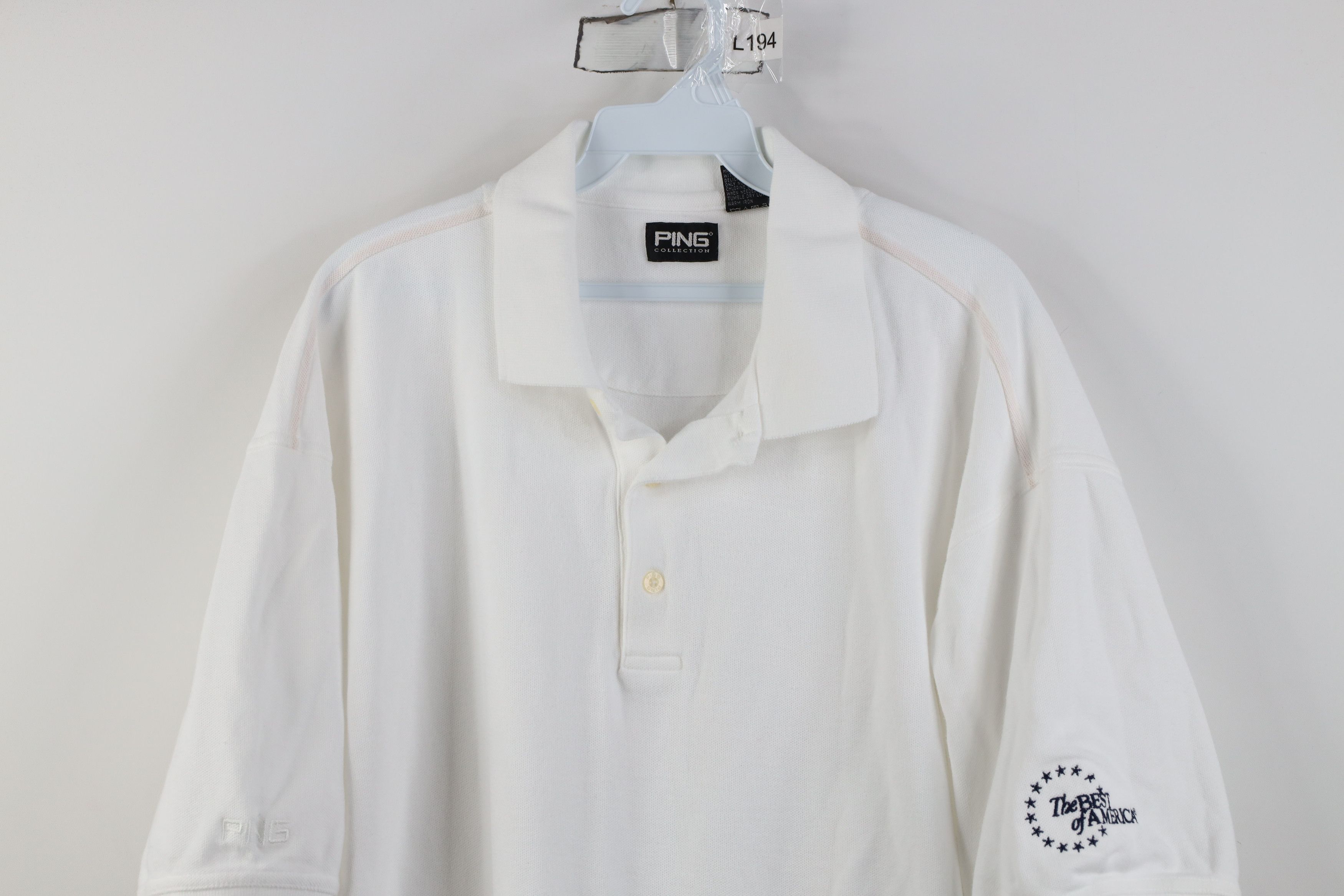 PING Vtg 90s Ping Golf Collared Golfing Polo Shirt White USA Size US L / EU 52-54 / 3 - 2 Thumbnail