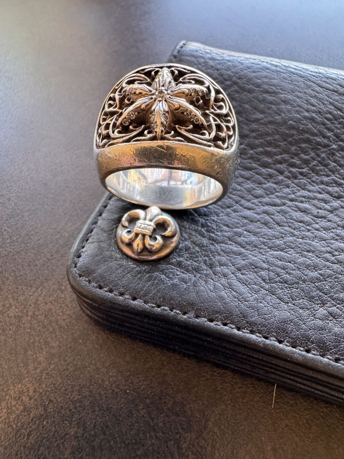 Chrome Hearts Chrome Hearts large ring with center diamond + Size ONE SIZE - 11 Thumbnail