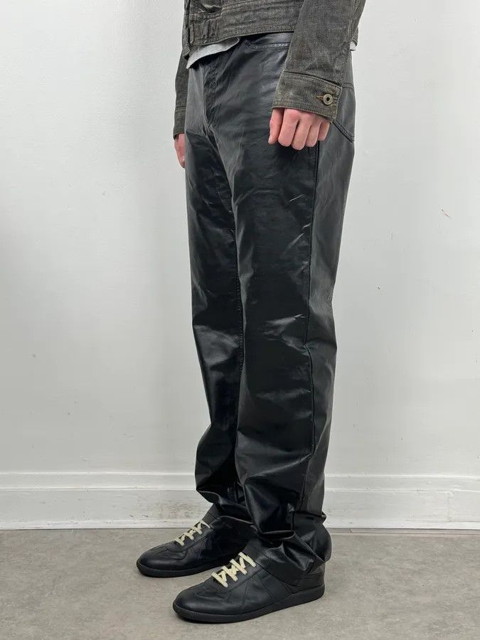 Armani 2000s Armani Black Avant-Garde Faux Leather Pants Size US 33 - 3 Thumbnail