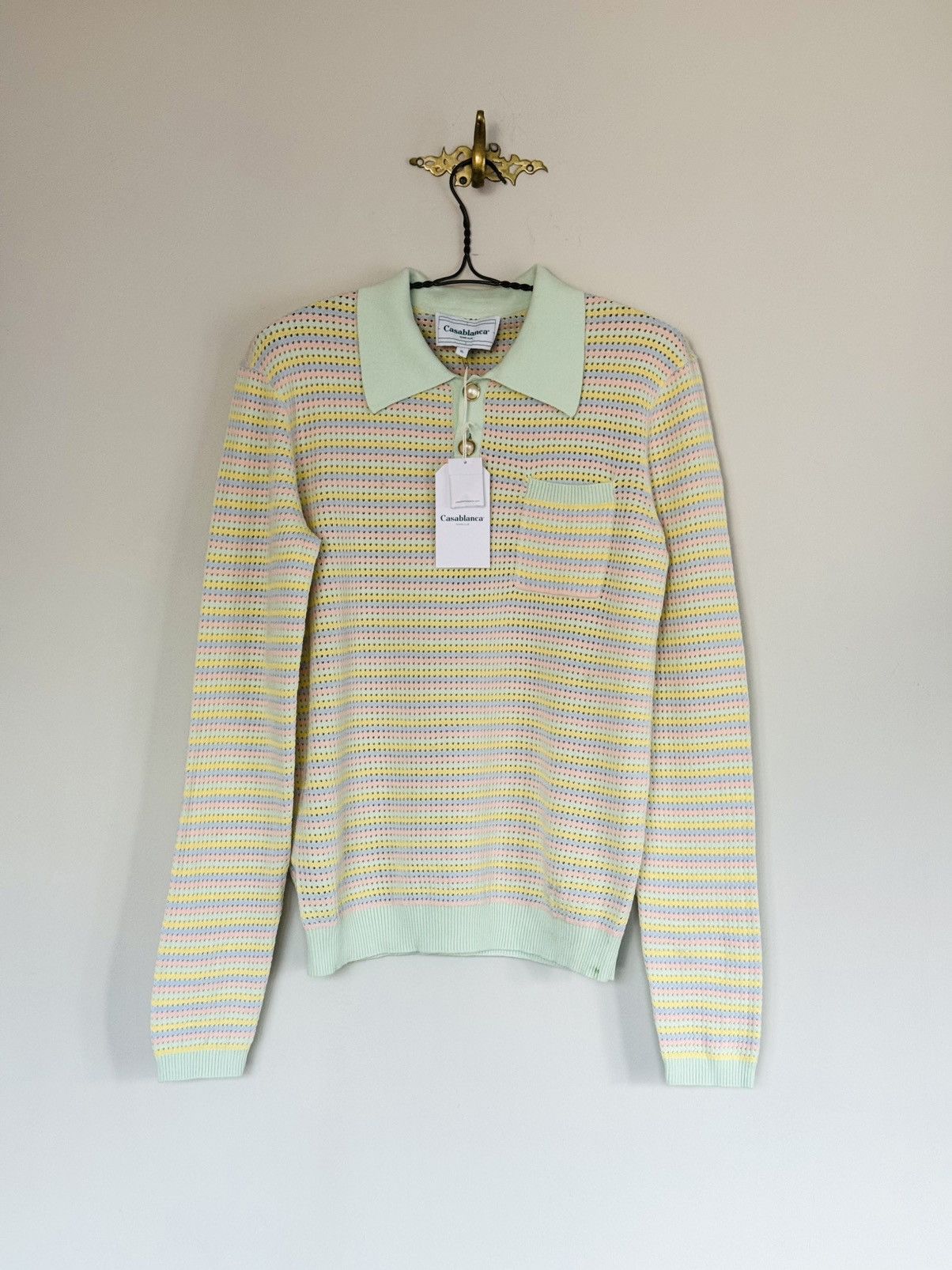 Casablanca Casablanca grandpa knit polo XL mint pastel pearl buttons Size US XL / EU 56 / 4 - 7 Thumbnail