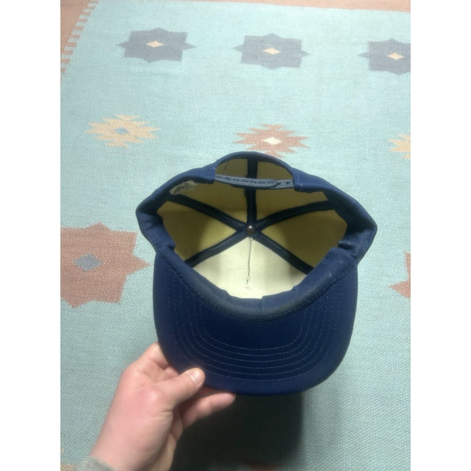 Spell VINTAGE Snap-Back Hat Cap valley petroleum Michigan blue spell out script logo Mens Adjustable Blue Hat Size ONE SIZE - 5 Thumbnail