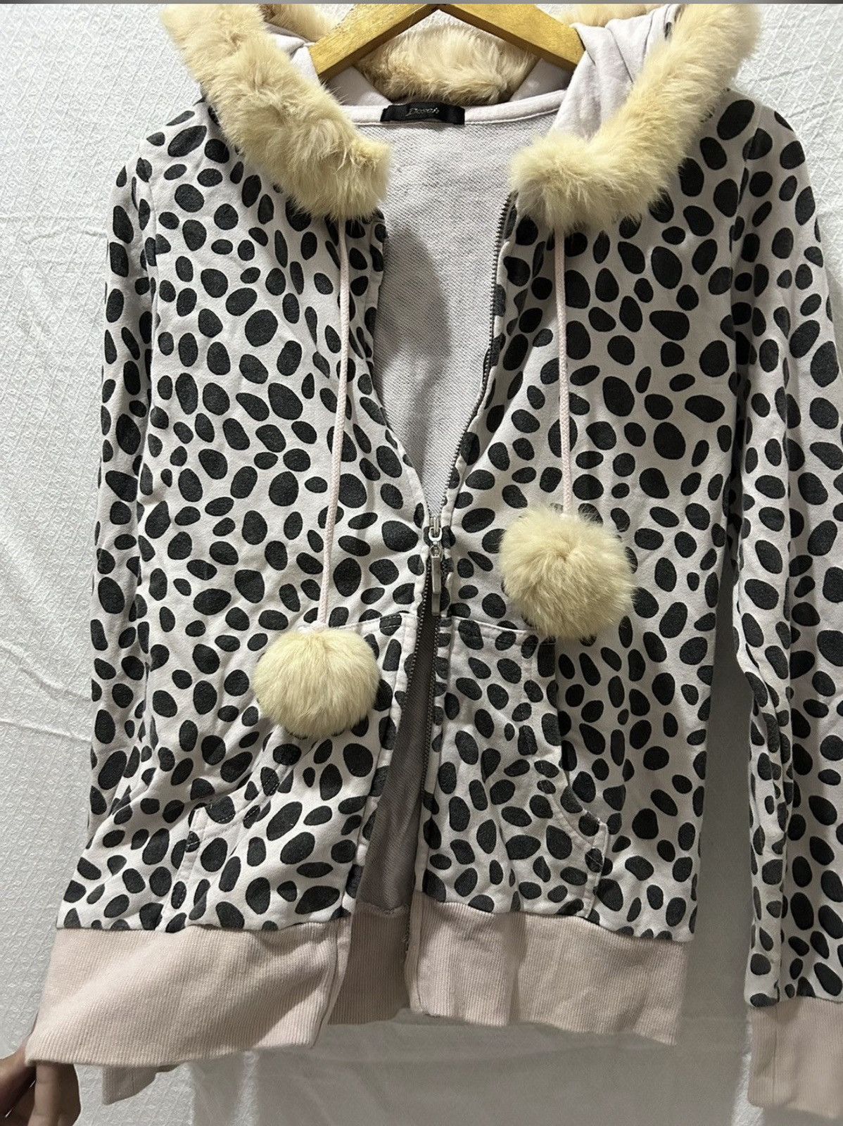 Japanese Brand Fur hoodie polkadot zip up Size US M / EU 48-50 / 2 - 3 Thumbnail