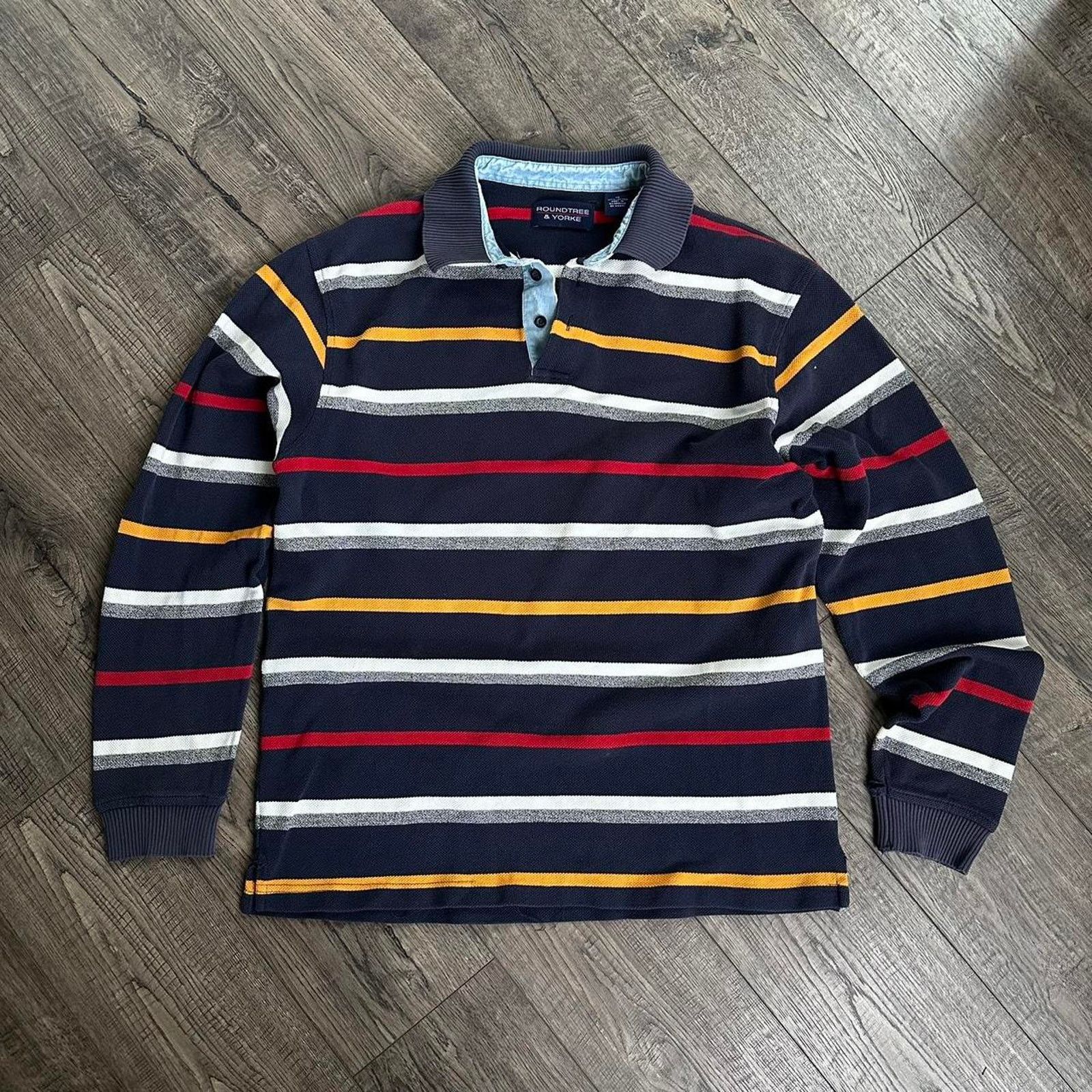 Vintage Vintage 00s Striped Polo Rugby Cotton Longsleeve Shirt Size US M / EU 48-50 / 2 - 2 Thumbnail