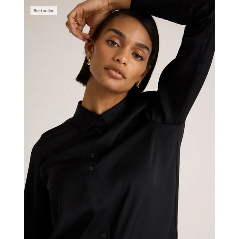 Quince Quince Stretch Silk Blouse Black Size XL NWOT Size XL / US 12-14 / IT 48-50 - 4 Thumbnail