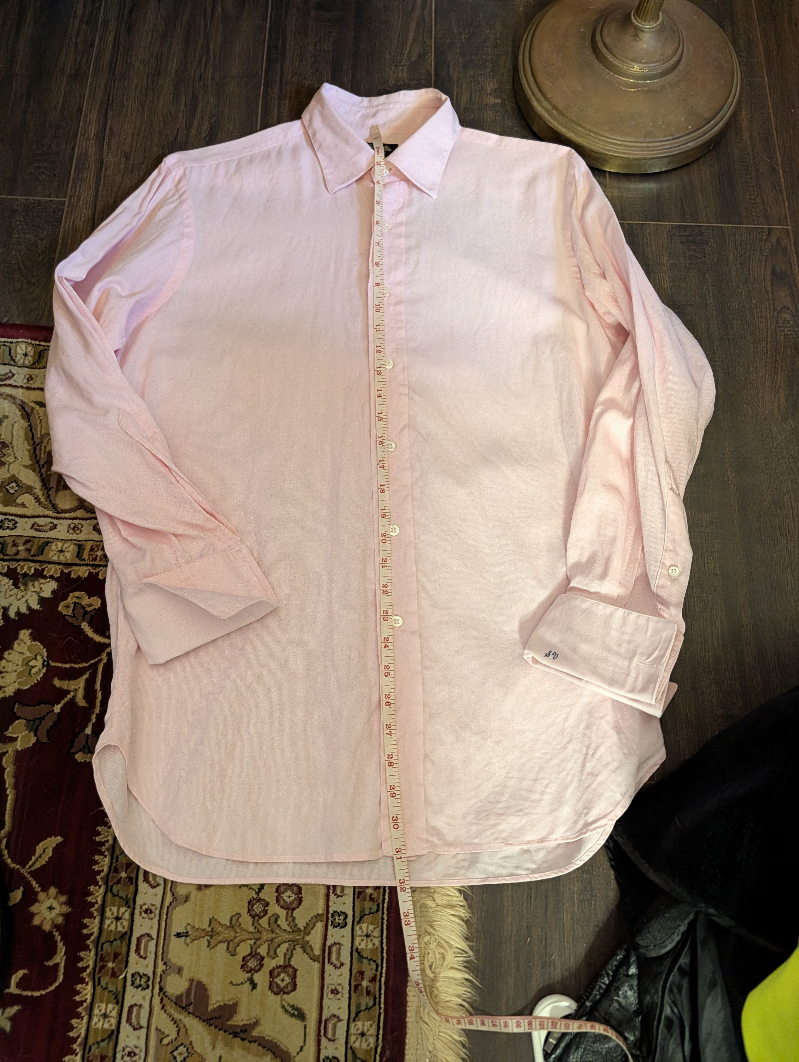 Hamilton Pink pique French cuff bespoke MiUSA cotton dress shirt Size US L / EU 52-54 / 3 - 11 Thumbnail
