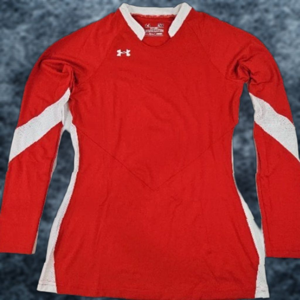Under Armour Under Armour Volleyball T Shirt Women's S Red Long Sleeve HeatGear Fitted Size S / US 4 / IT 40 - 1 Thumbnail
