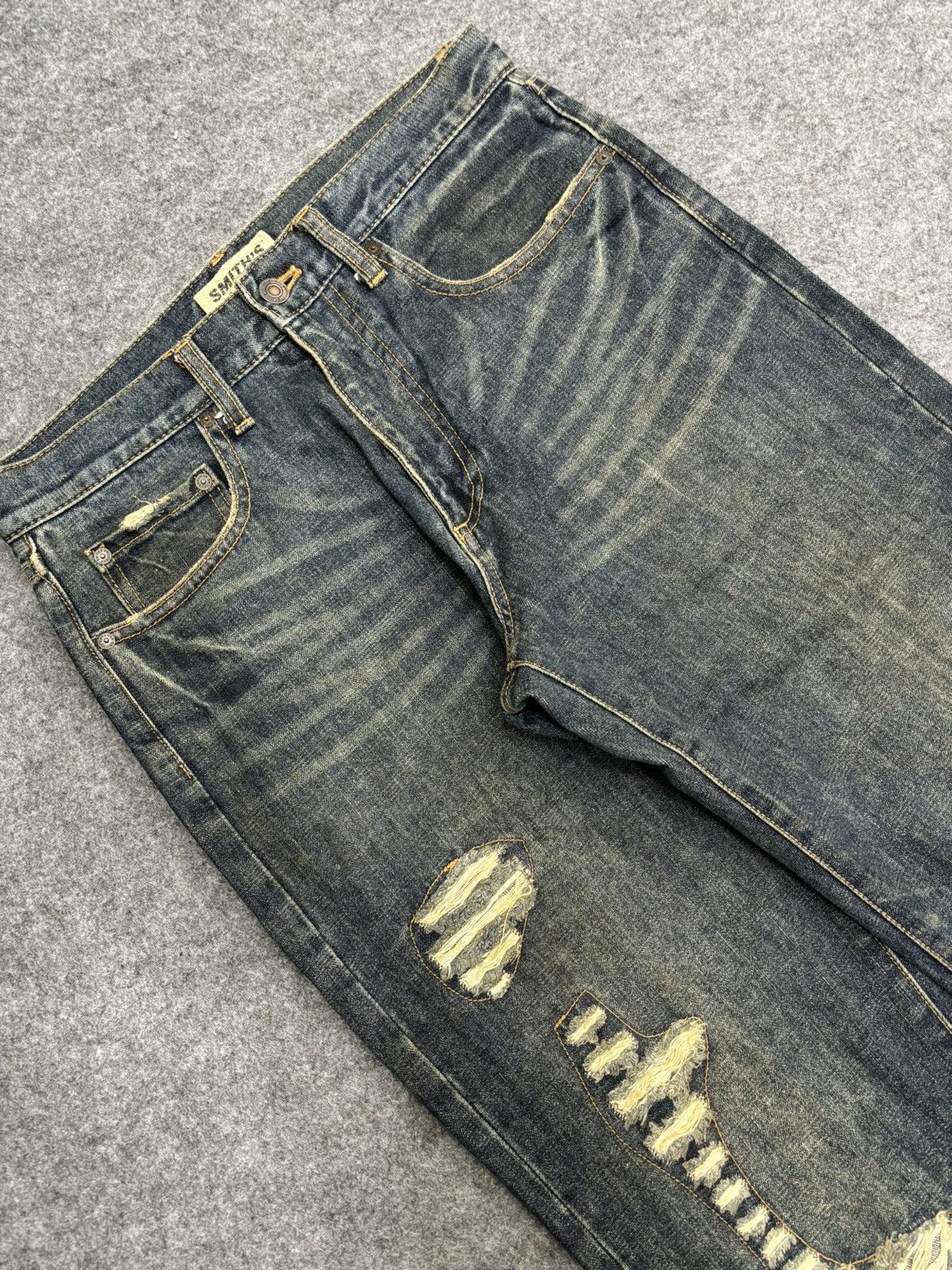 Designer SMITH's Distressed Rip&Repair Rare Sick Dope Denim F552 Size US 30 / EU 46 - 10 Thumbnail
