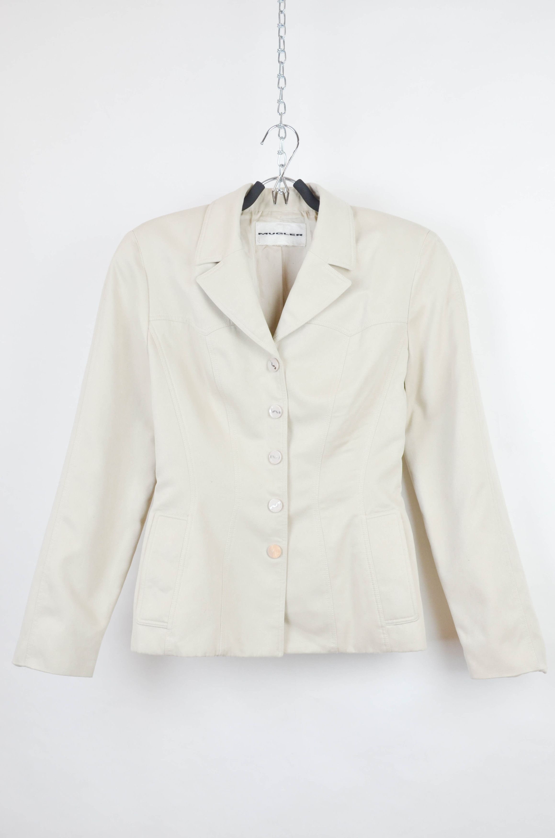 Mugler Mugler Ecru Semifitted Silhouette Designer Jacket S Size S / US 4 / IT 40 - 1 Thumbnail