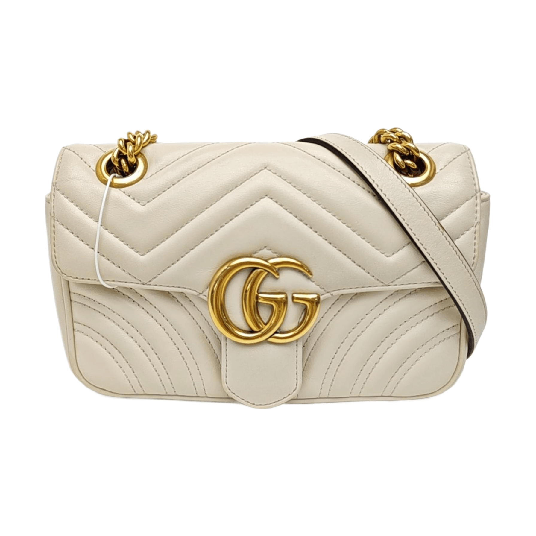 Gucci Gucci GG Marmont White Quilted Leather Shoulder Bag Size ONE SIZE - 1 Thumbnail