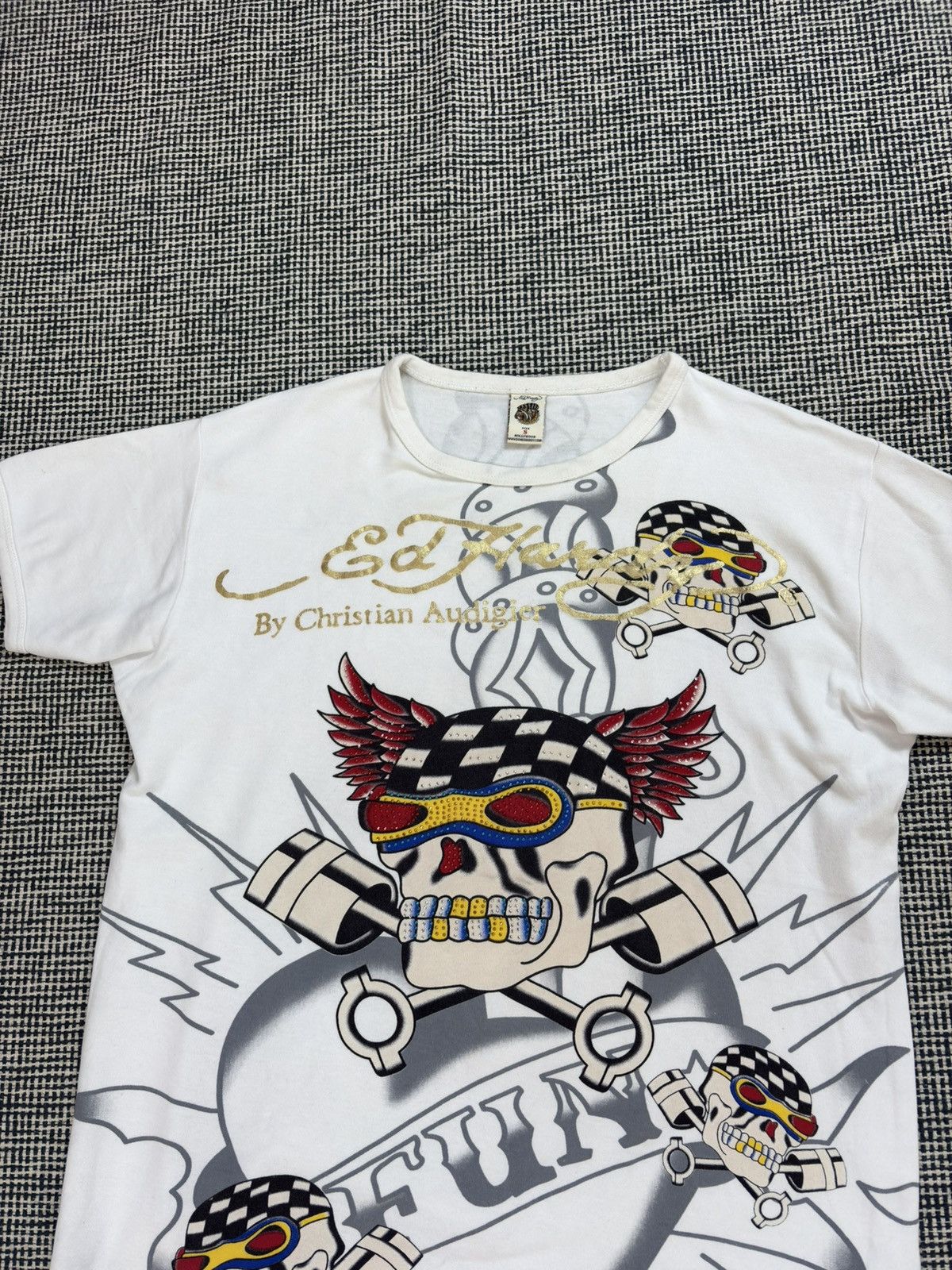 Ed Hardy Ed hardy drip y2k white tatto print tee rhinestones Size US S / EU 44-46 / 1 - 3 Thumbnail