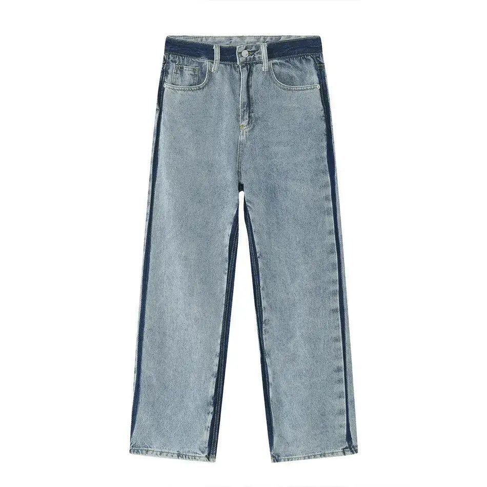 Japanese Brand Retro loose straight leg spliced jeans Size US 32 / EU 48 - 5 Thumbnail