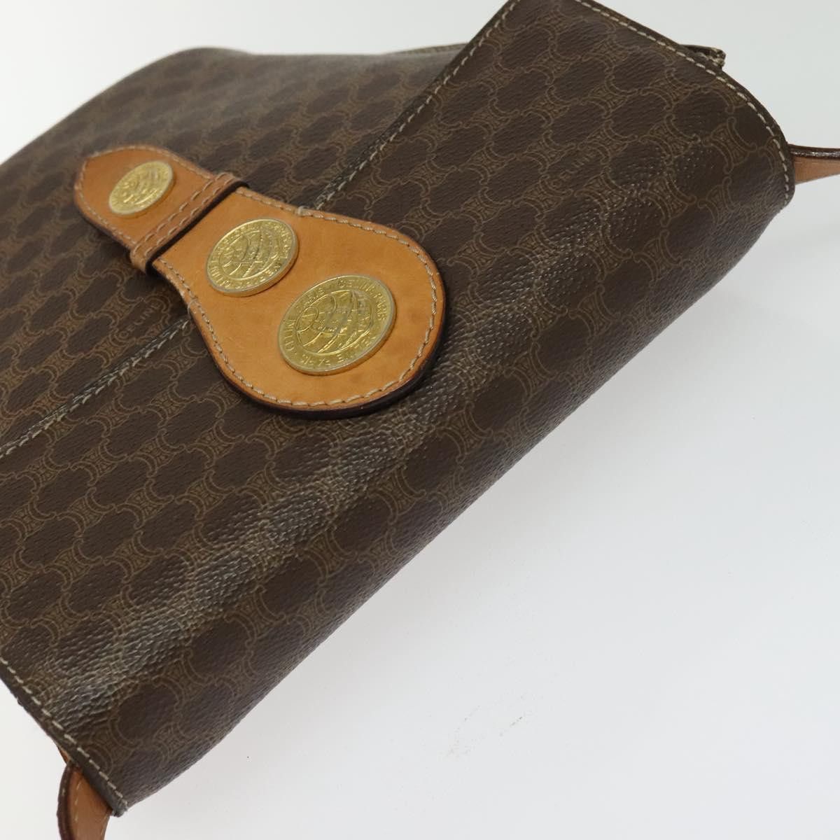Celine CELINE Macadam Canvas Shoulder Bag Pvc Leather Brown Gold Size ONE SIZE - 6 Thumbnail