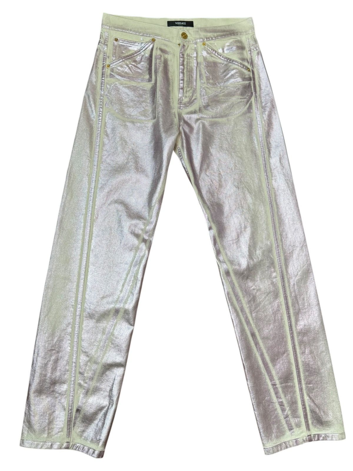 Versace Versace White Jeans Purple Laminate Size US 32 / EU 48 - 1 Thumbnail