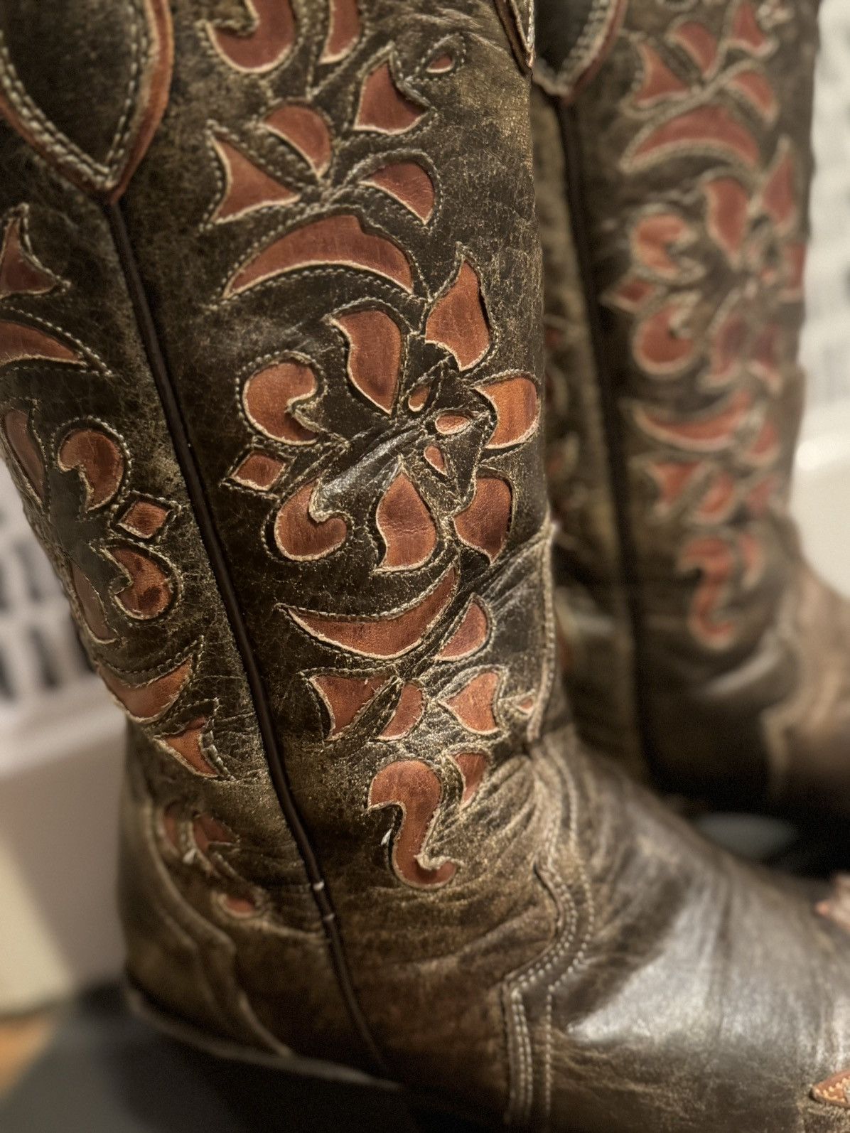 Stetson Stetson Cowboy Cowgirl Boots Leather Hand Stitched Floral 7B Size US 7 / IT 37 - 2 Thumbnail
