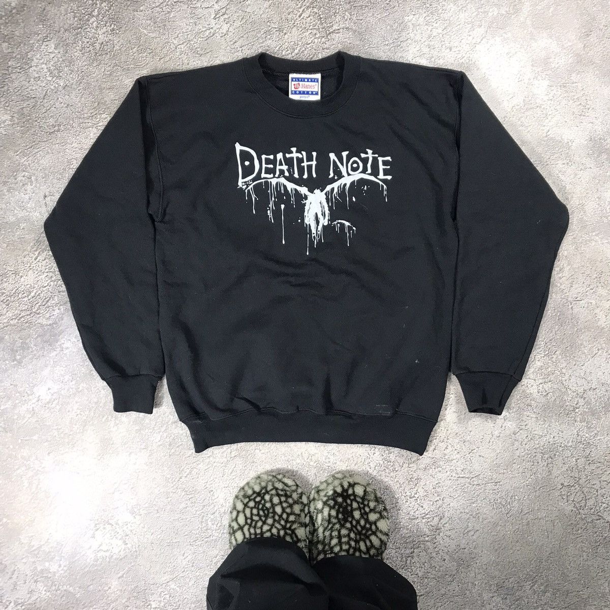 image of Vintage Y2K Anima Death Note Sweatshirt Naruto Dragonballz in Black, Men's (Size Small)