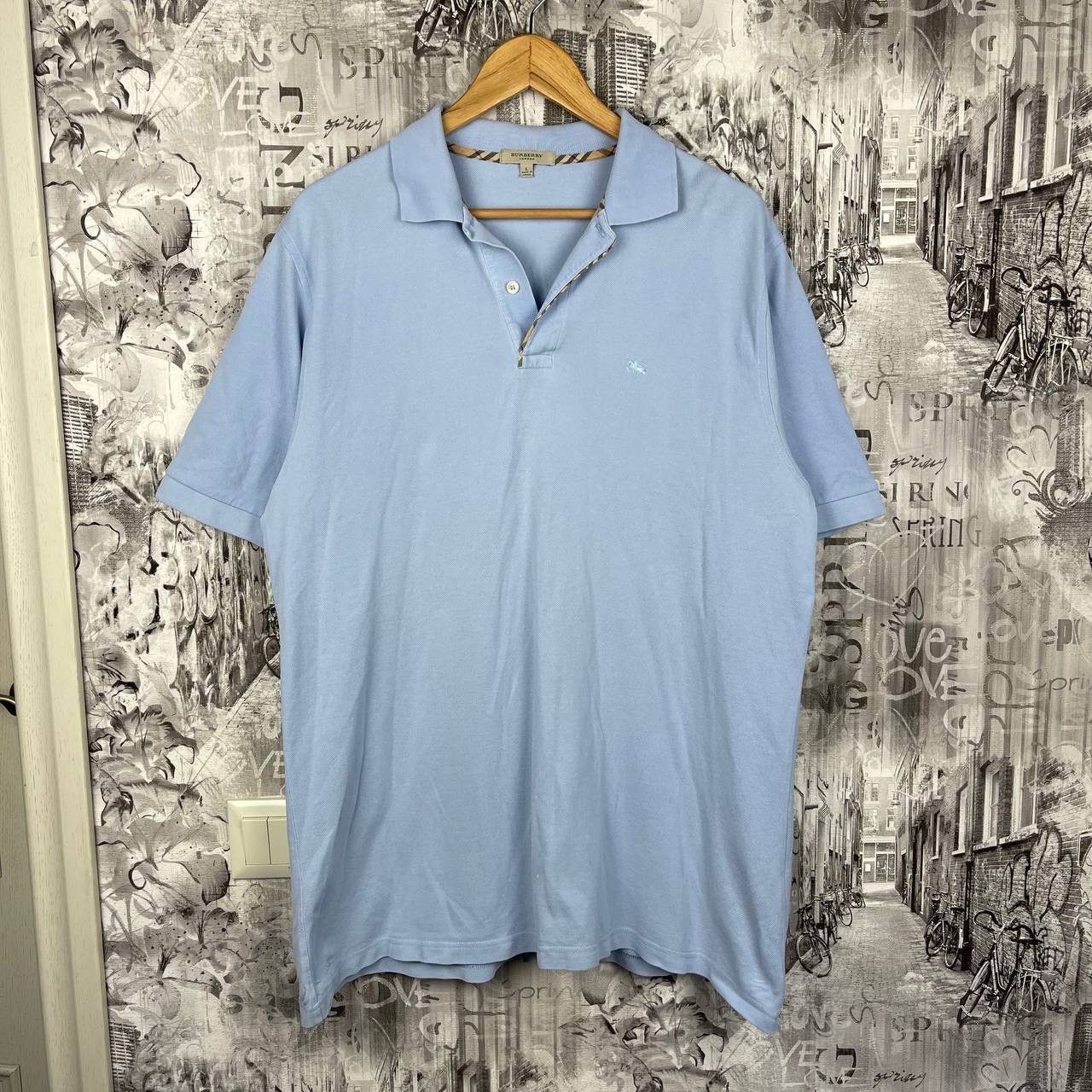 Burberry Burberry London Light Blue Polo Shirt Nova Check Collar L Size US L / EU 52-54 / 3 - 1 Thumbnail