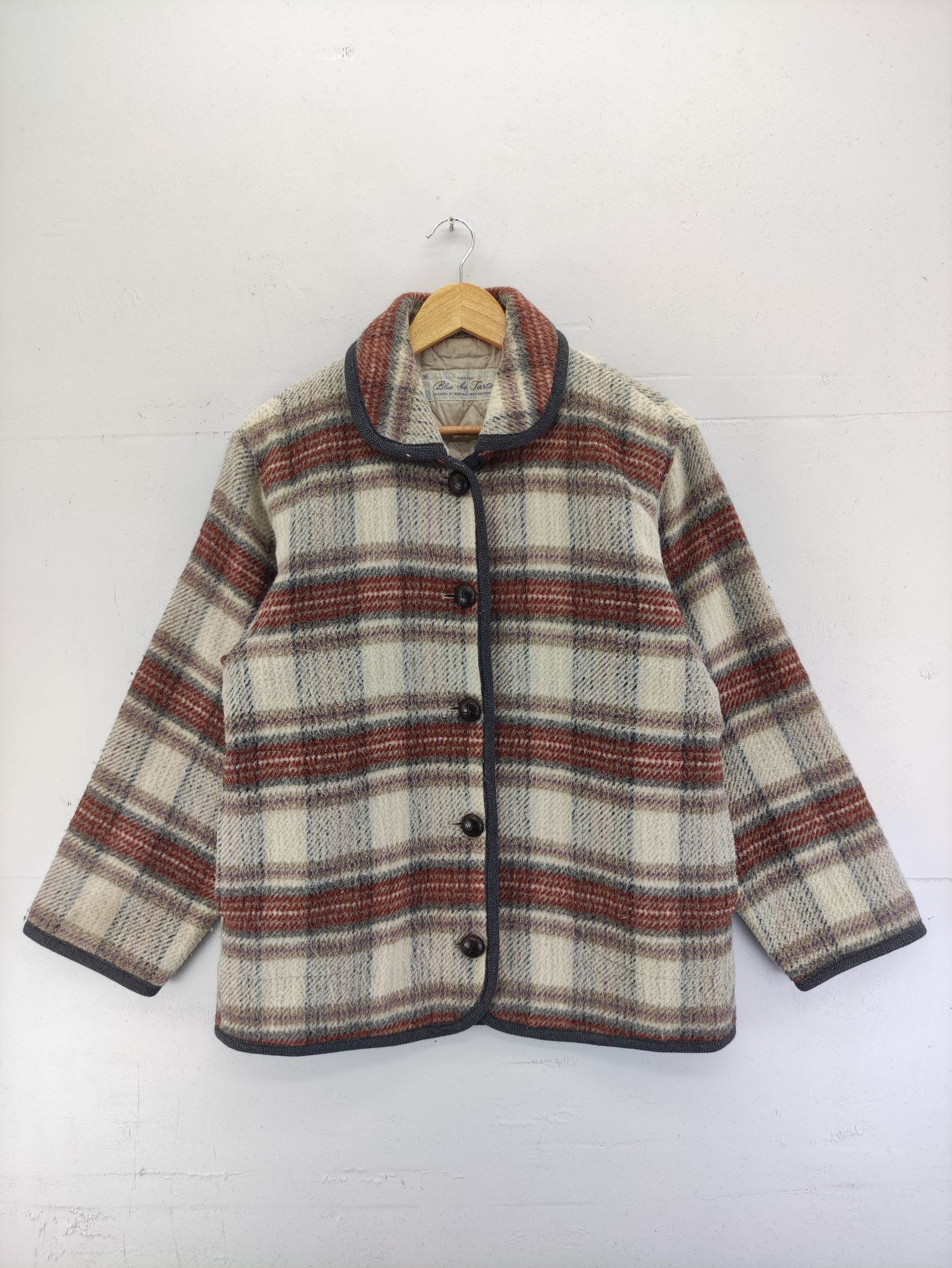 Japanese Brand Vintage Blue Le Tartan Wool Jacket Size US M / EU 48-50 / 2 - 1 Thumbnail