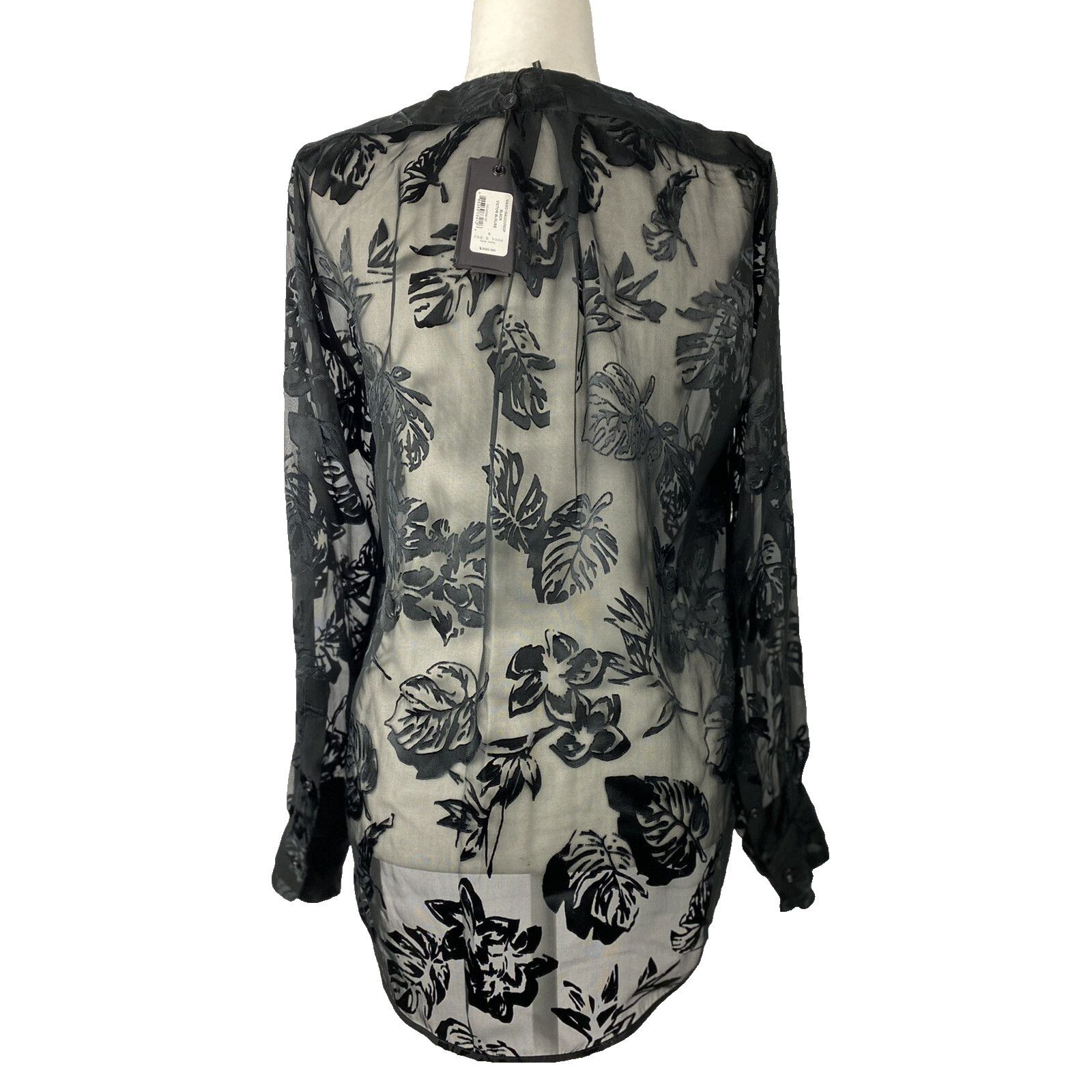 Rag & Bone Rag & Bone Black Victor Blouse Size S Flower Leaves A003006 Size S / US 4 / IT 40 - 2 Thumbnail