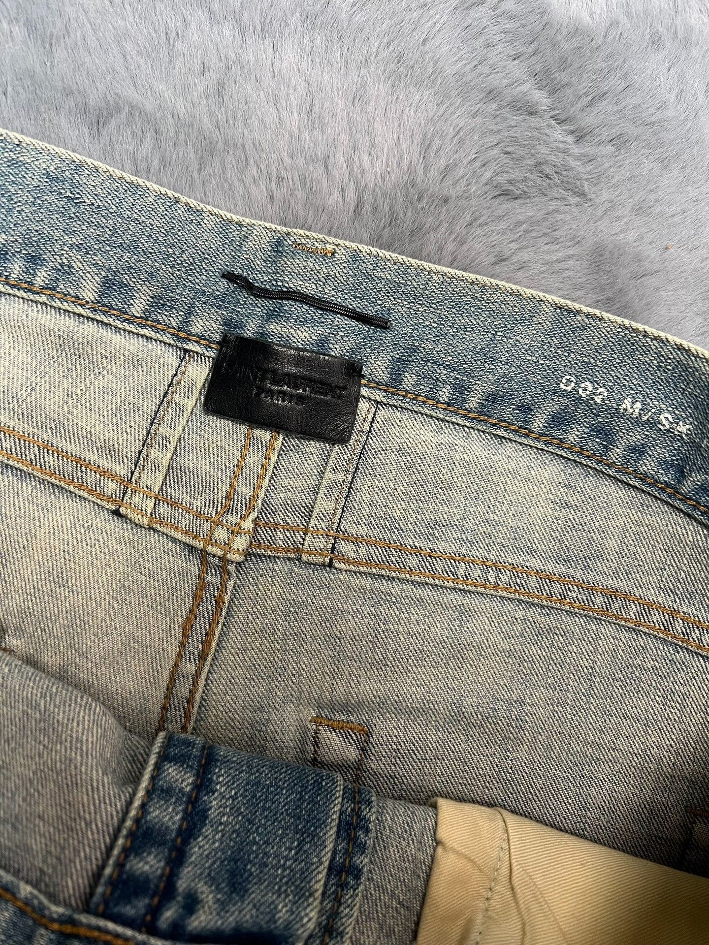 Saint Laurent Paris Saint laurent Black Chain Yellow Mud Washed Blue Big Break Size US 31 - 3 Thumbnail