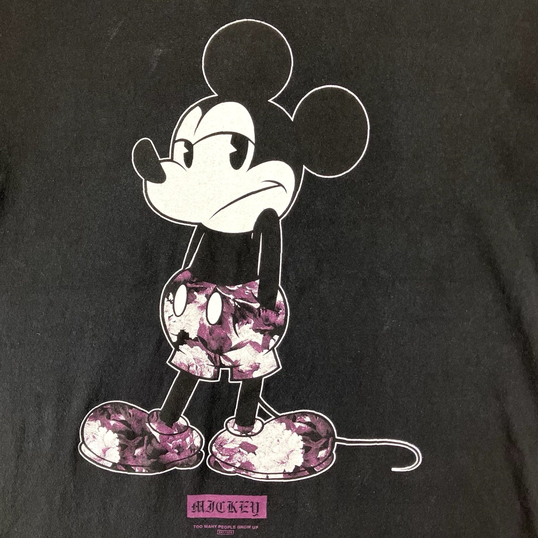 Disney Disney Collection X Neff Large Black Mickey Mouse Checkered Floral Cotton T-Shirt Men Size US L / EU 52-54 / 3 - 3 Thumbnail