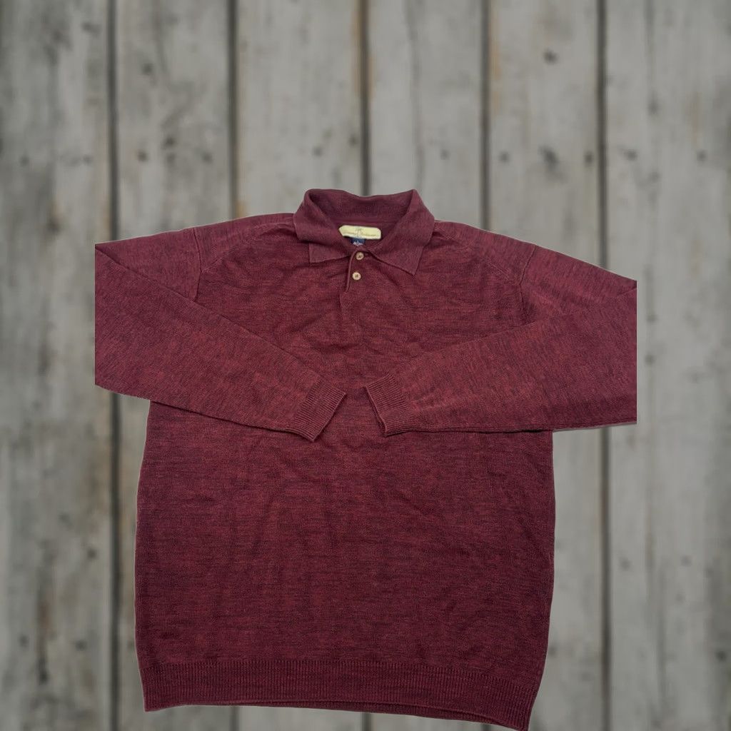 Tommy Bahama Tommy Bahama Mens Silk Cotton Blend Knit Polo Shirt Sweater Pullover Red Size L Mens Size US L / EU 52-54 / 3 - 1 Thumbnail