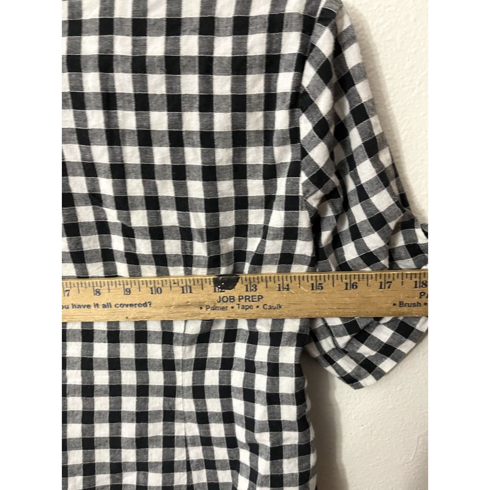 Bdg BDG Blouse Women's Medium Black White Plaid Short Sleeves Roll Tab Size M / US 6-8 / IT 42-44 - 4 Thumbnail