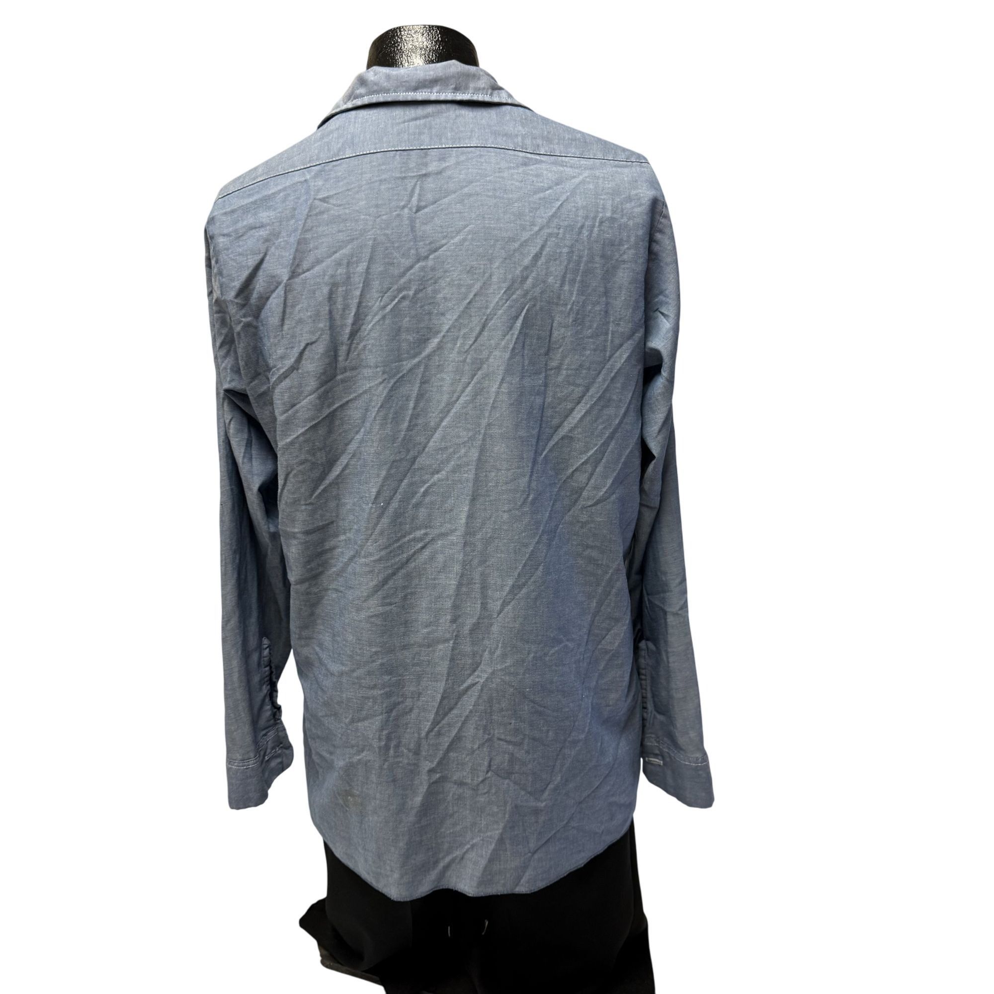 Dickies Vtg Dickies CHAMBRAY Mechanic WORK Shop 50/50 Chore Shirt Size US L / EU 52-54 / 3 - 2 Thumbnail