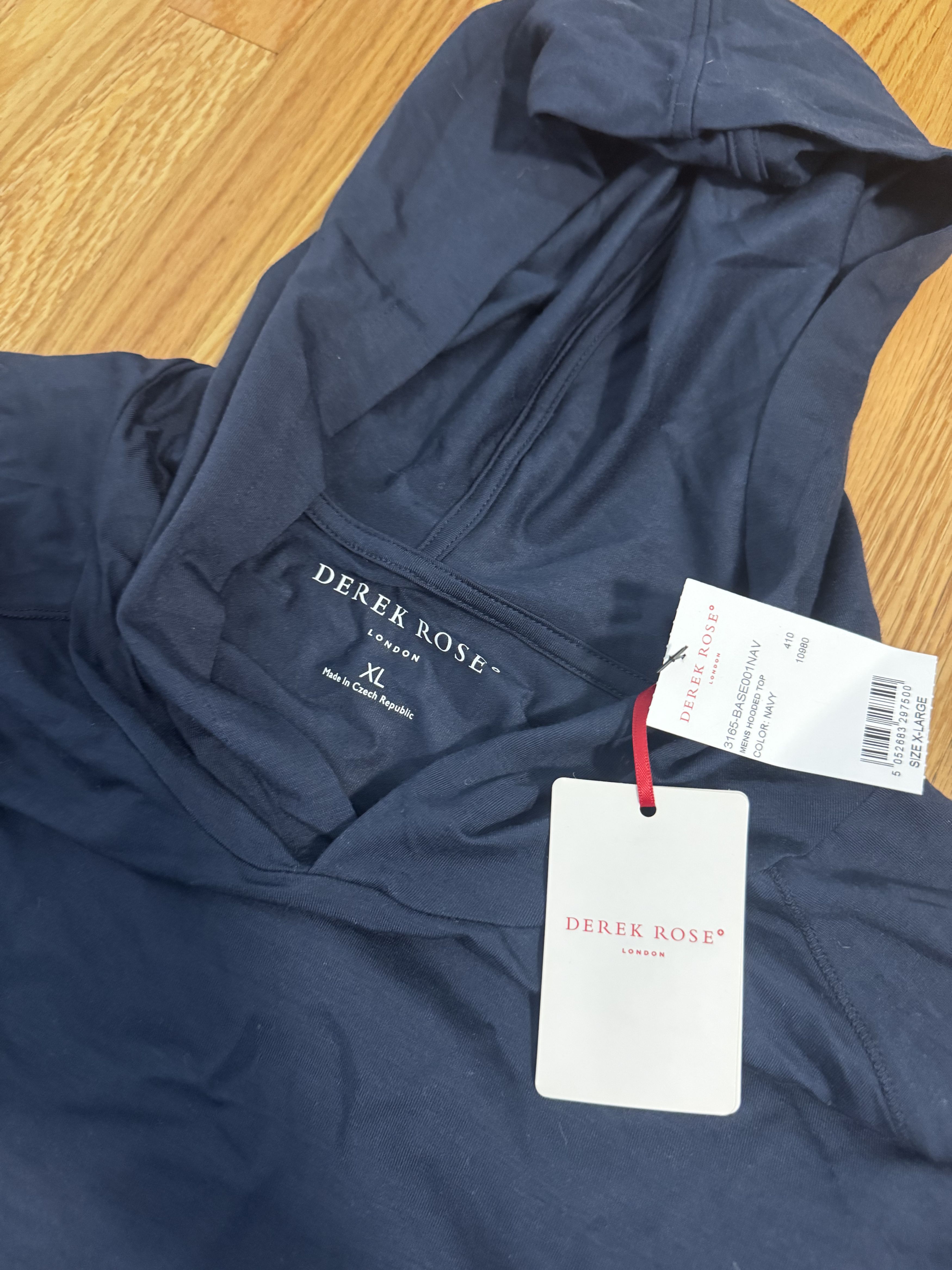 Derek Rose Derek Rose Designer Men's Pullover Hoodie - Navy - Size XL Size US XL / EU 56 / 4 - 2 Thumbnail