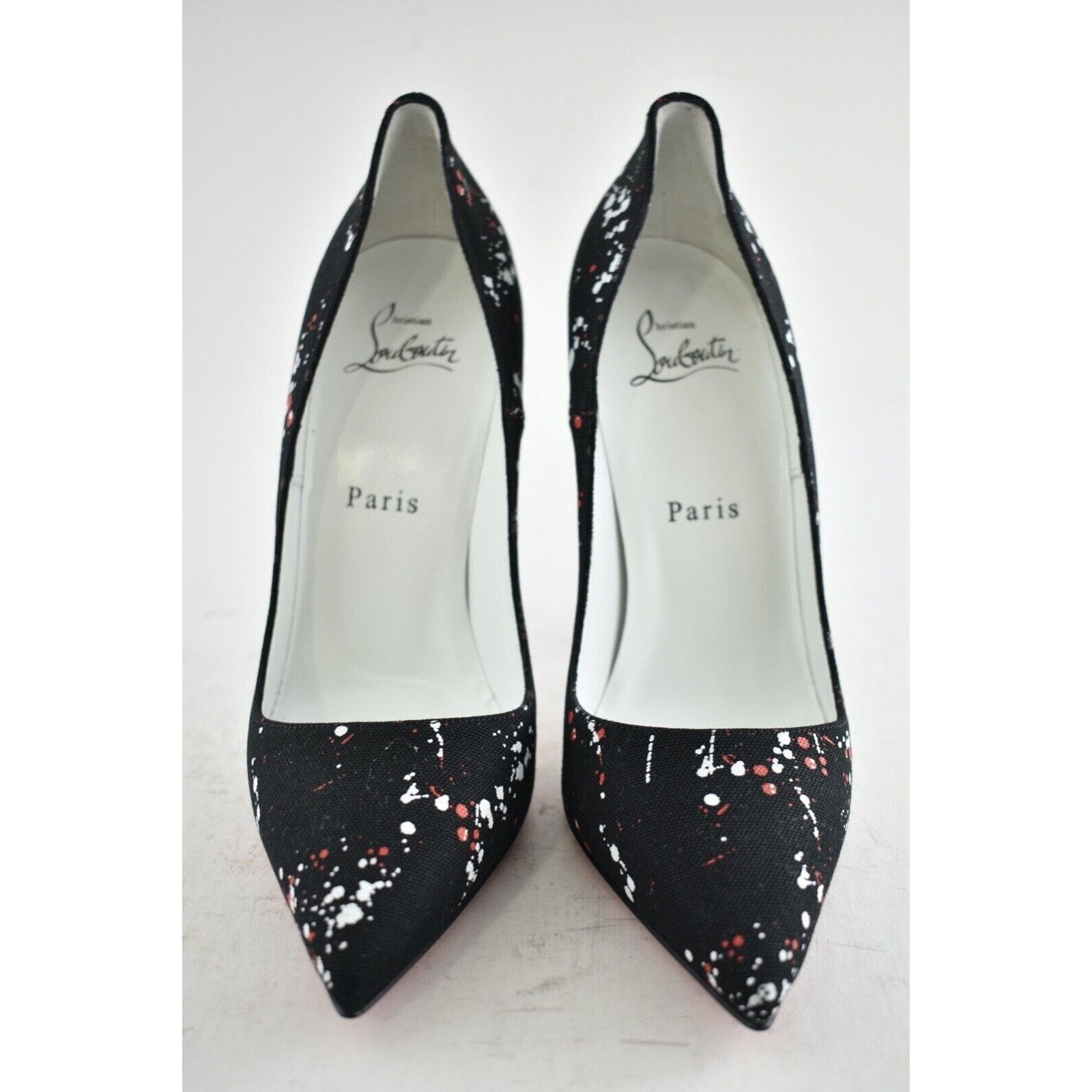 Christian Louboutin So Kate 120 Toile Splash Black Red White Heel Pump 38.5 Size US 8.5 / IT 38.5 - 5 Thumbnail