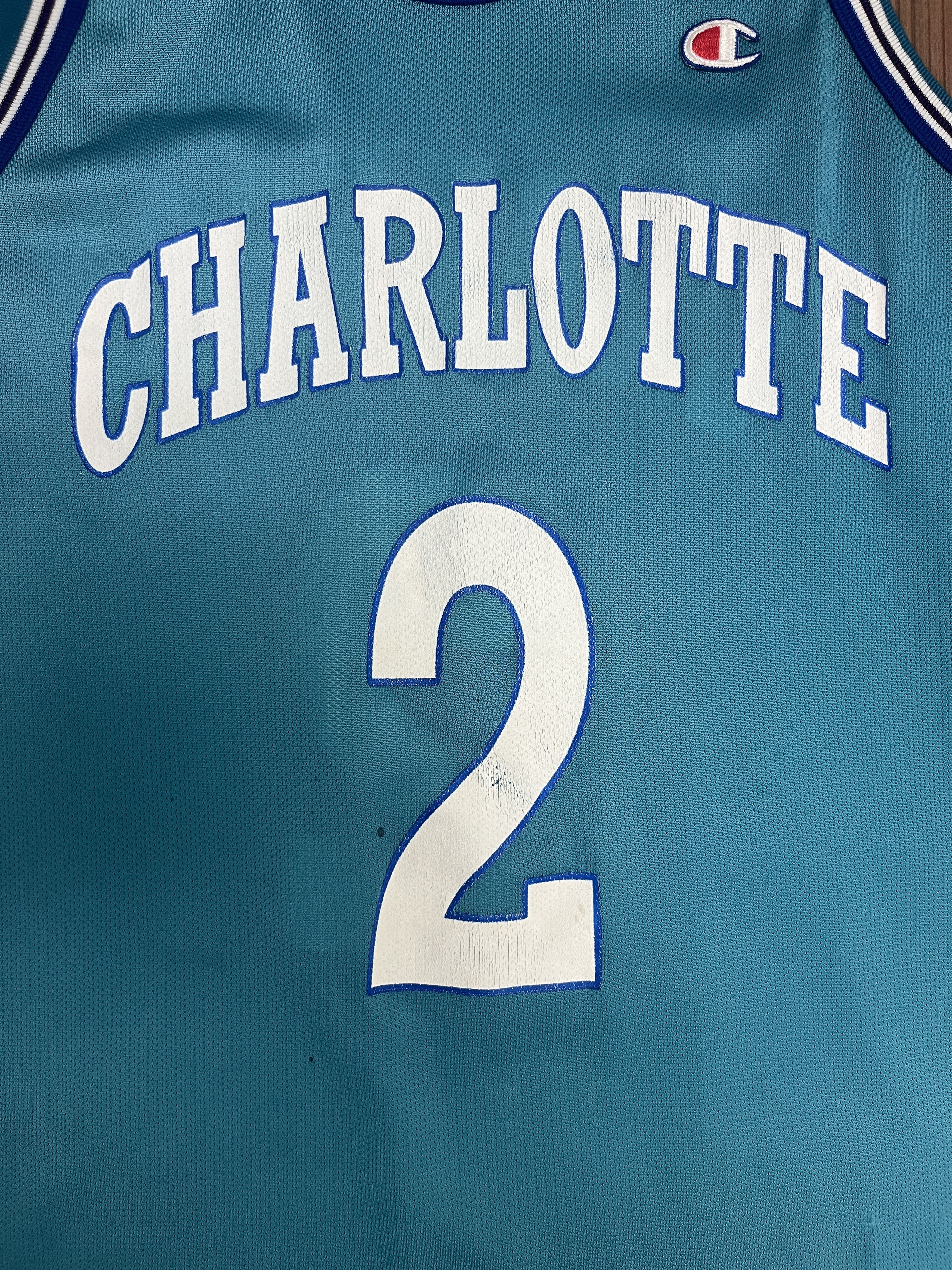 Champion × Vintage Charlotte Hornets Larry Johnson Vintage Champion Jersey Size US L / EU 52-54 / 3 - 2 Thumbnail