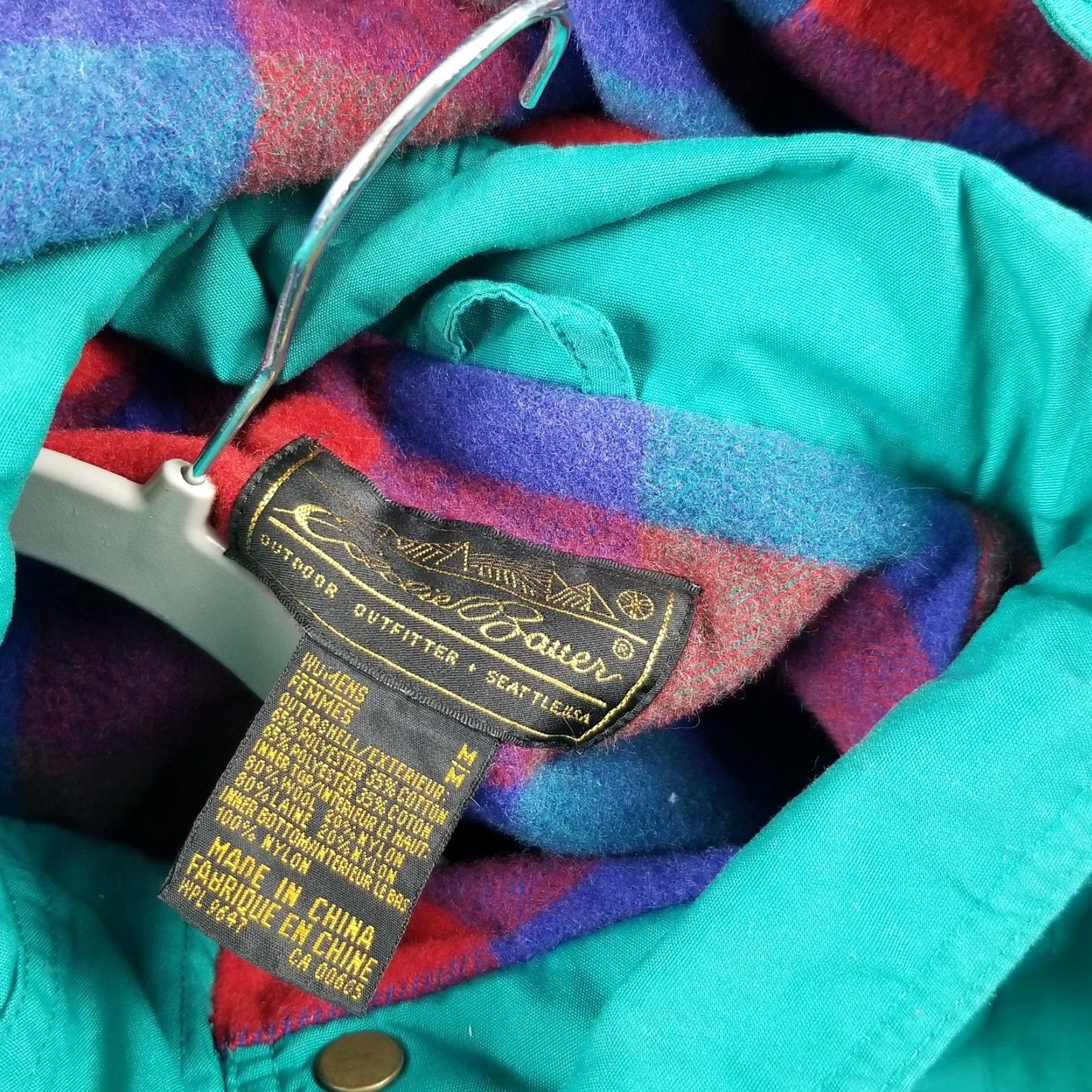 Vintage VINTAGE L.L. Bean Parka Jacket Women Medium Blue Wool Check 80s 90s Hooded Pockets Size M / US 6-8 / IT 42-44 - 7 Thumbnail