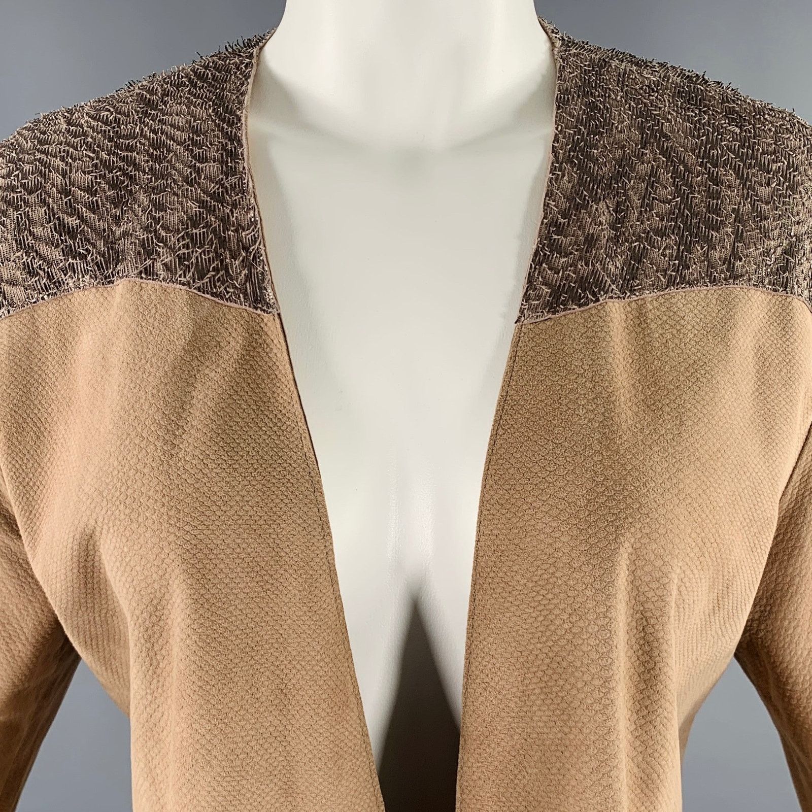 Drome DROME S Beige Silver Sheepskin Suede Open Front Casual Top Size S / US 4 / IT 40 - 2 Thumbnail