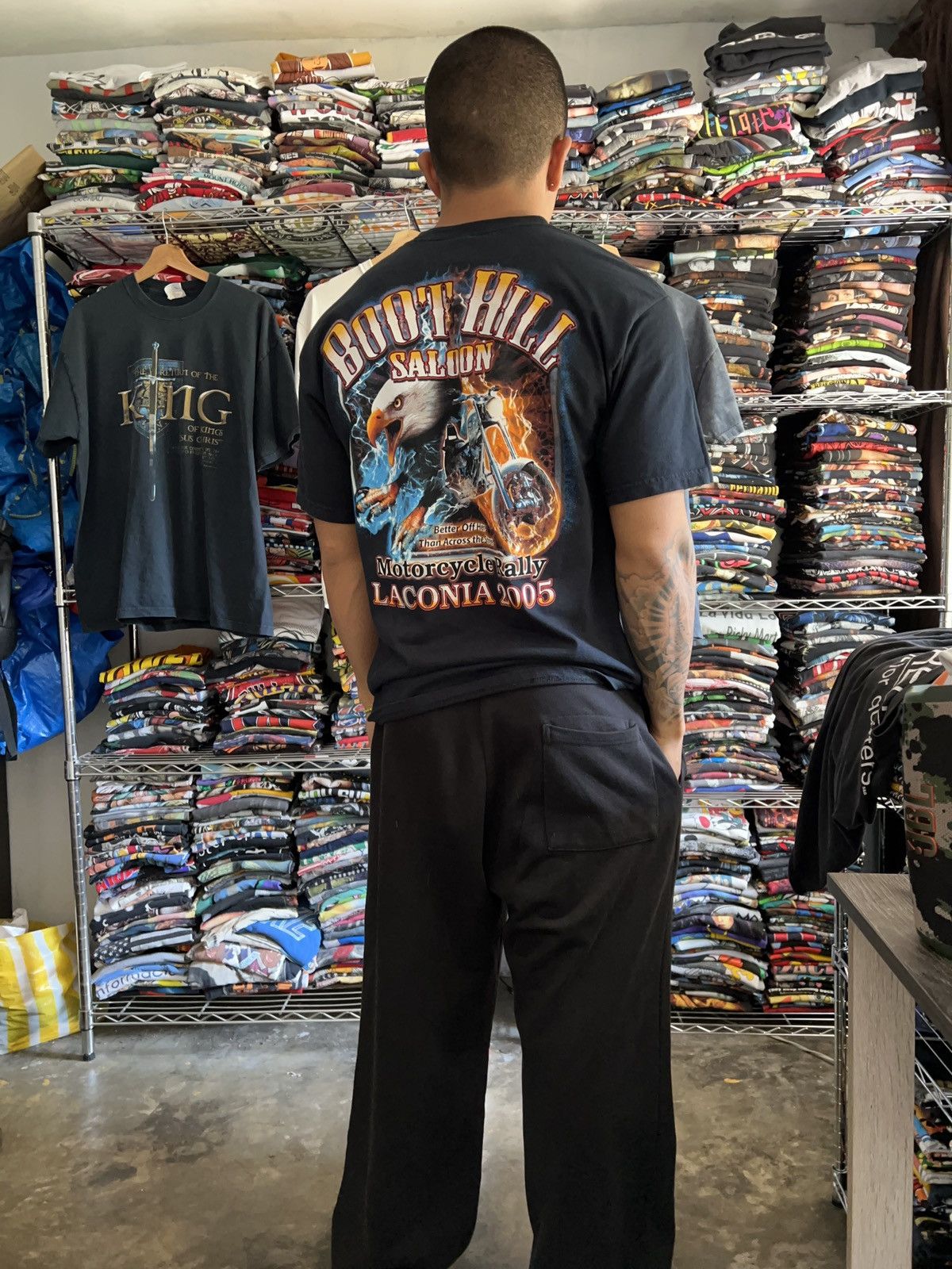 Harley Davidson 2005 Boot Hill Motorcycle Rally Eagle Flaming Lighting Tee Size US L / EU 52-54 / 3 - 3 Thumbnail