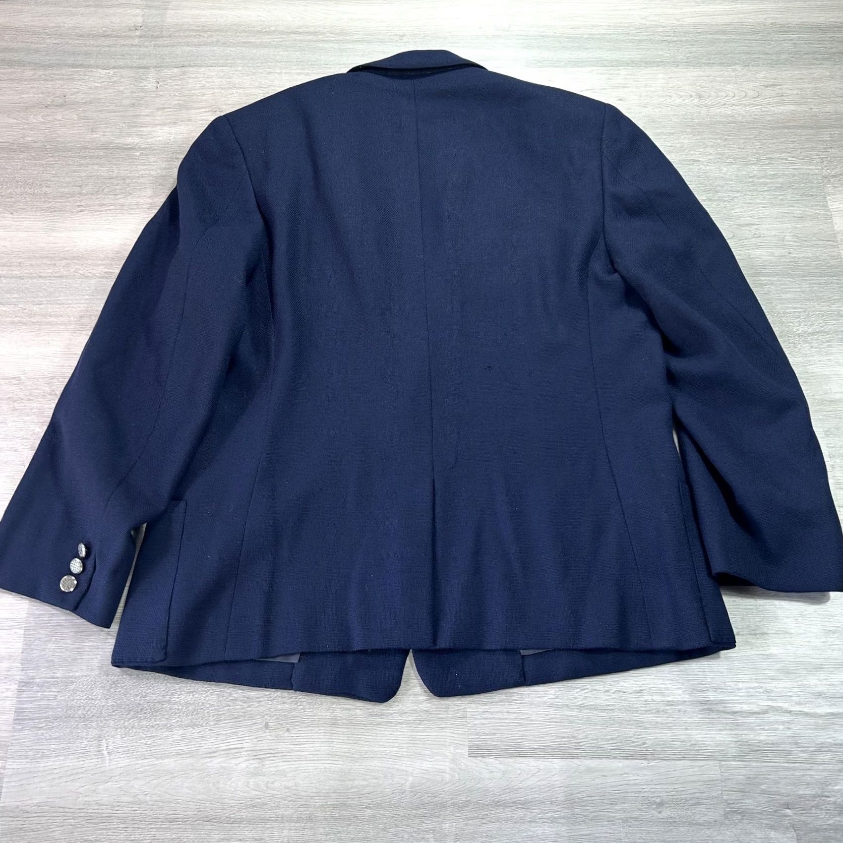 Vintage Hickey Freeman Blazer Mens 46 Blue Wool Tweed Sport Coat Jacket Patch Pocket Notch Lapel Two-Button Front Size 46R - 3 Thumbnail