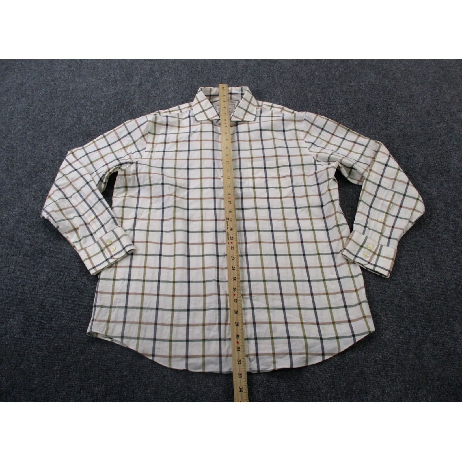 Brooks Brothers Brooks Brothers Shirt Men XL Plaid 16 34 Beige Italy Business Thomas Mason Golf Button-Up Collared Long Sleeve Knit Cotton Multicolor Modern 90s Mens Size US XL / EU 56 / 4 - 3 Thumbnail