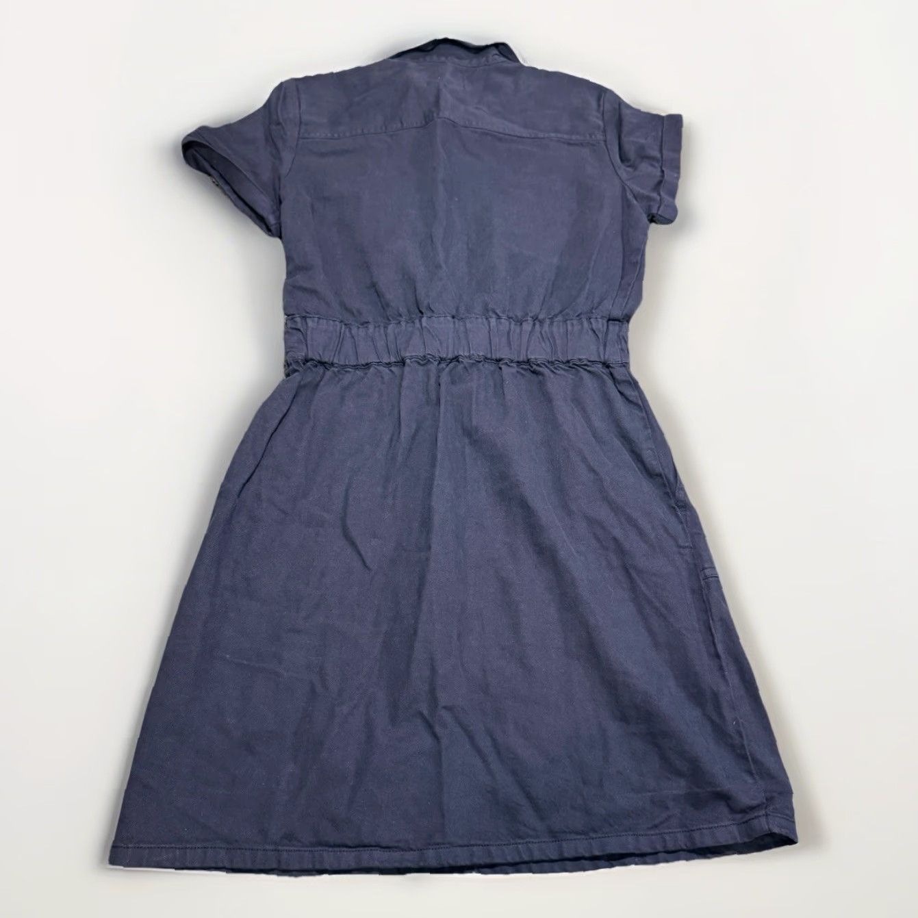 J.Crew J.CREW Dress Women Size 2 Navy Blue Zip-Front Chino Utility Pockets Short Sleeve Collared Elastic Waist Cotton Lyocell Womens Size XS / US 0-2 / IT 36-38 - 7 Thumbnail