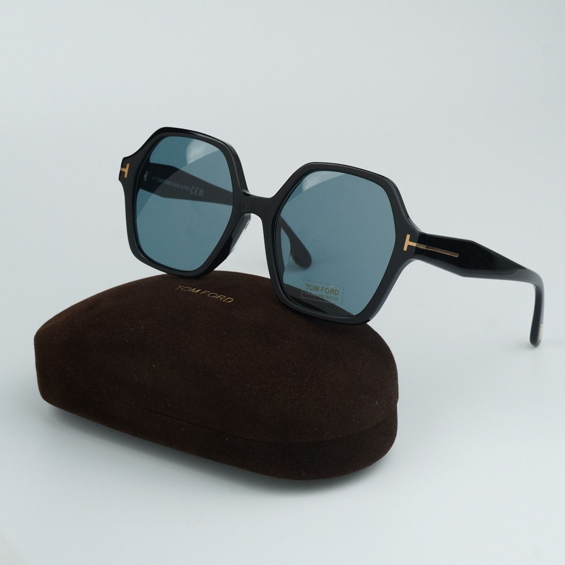 image of New Tom Ford Ft1032-F Romy 01A Oversized Women Sunglasses in Shiny Black/Blue