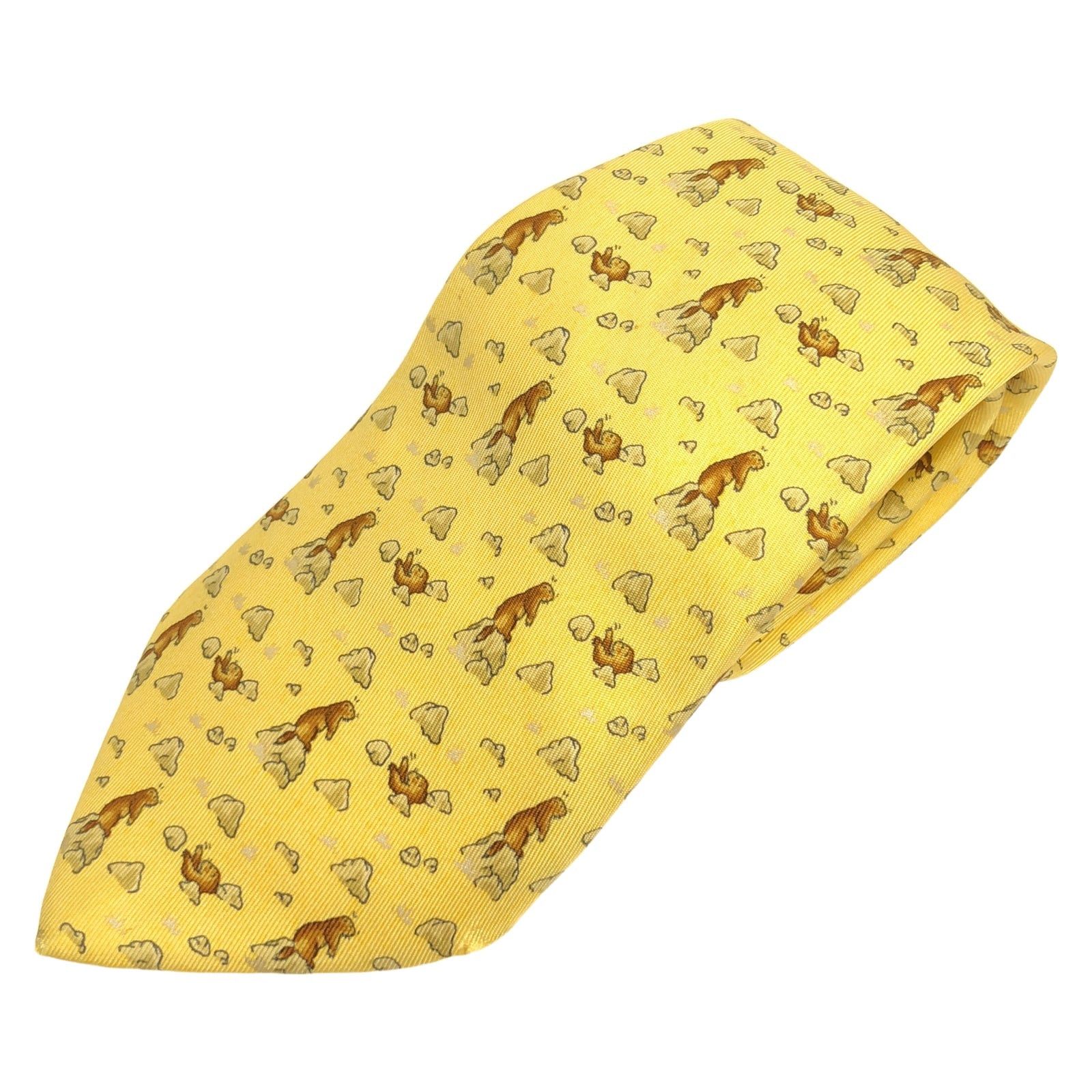 Hermes Tie Silk Yellow