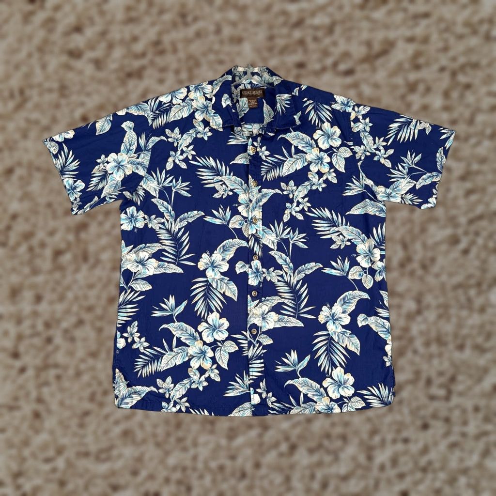 Vintage Cooke Street Shirt Men Blue Floral 100% Cotton Hawaiian Button-Up Short Sleeve Large L Bed Size US L / EU 52-54 / 3 - 1 Thumbnail