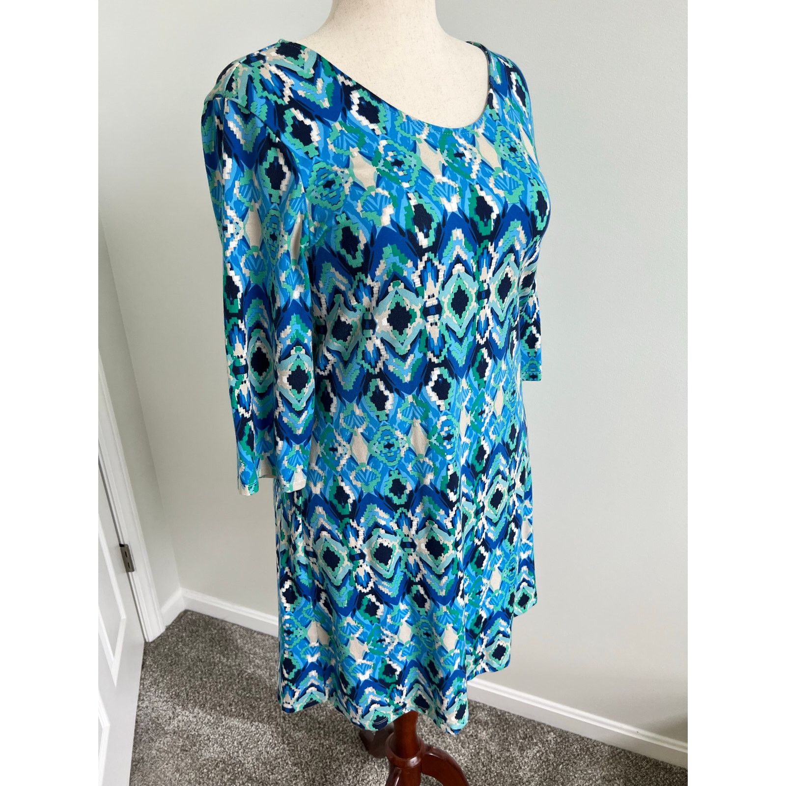 Liz Claiborne Liz Claiborne Geometric Print Midi Dress Petite Large Size L / US 10 / IT 46 - 2 Thumbnail