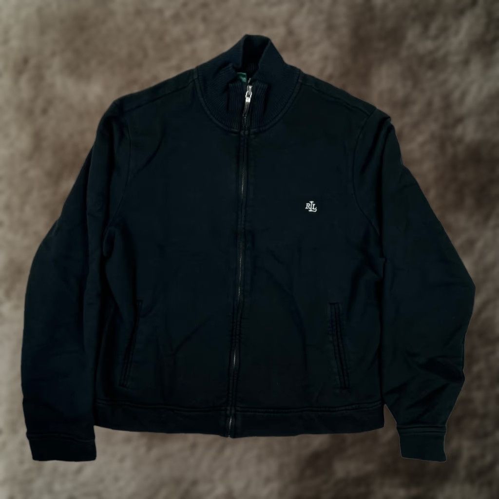 Ralph Lauren Lauren Ralph Lauren Sweatshirt Women's Large Black Bomber Full Zip Knit Collar Size L / US 10 / IT 46 - 1 Thumbnail